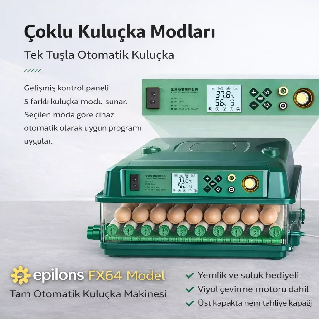 FX64 Model Tam Otomatik Kuluçka Makinesi Yeni Nesil Havalandırmalı Sulu Sistem Fiyatı, Yorumları ve Özellikleri
