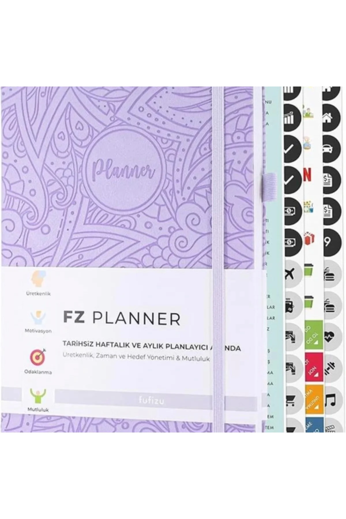 Fz Planner Tarihsiz Haftalık Planlayıcı Deri Ajanda Etnik, Lila
