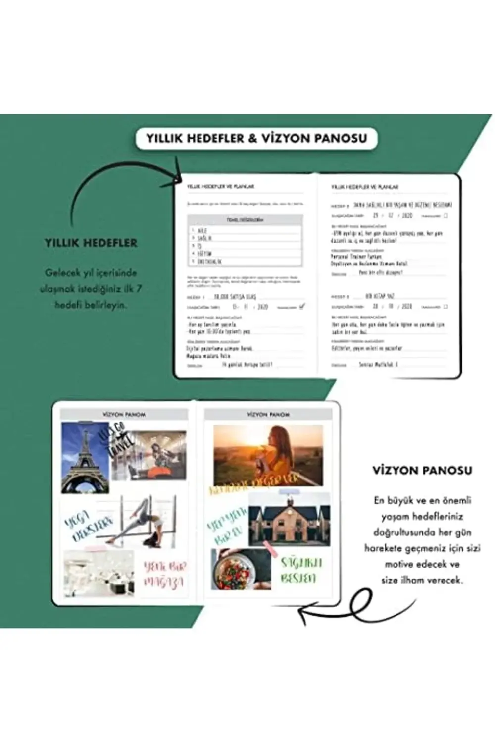 Fz Tarihsiz Haftalık Planlayıcı Deri Ajanda Etnik, Yeşil 1184728