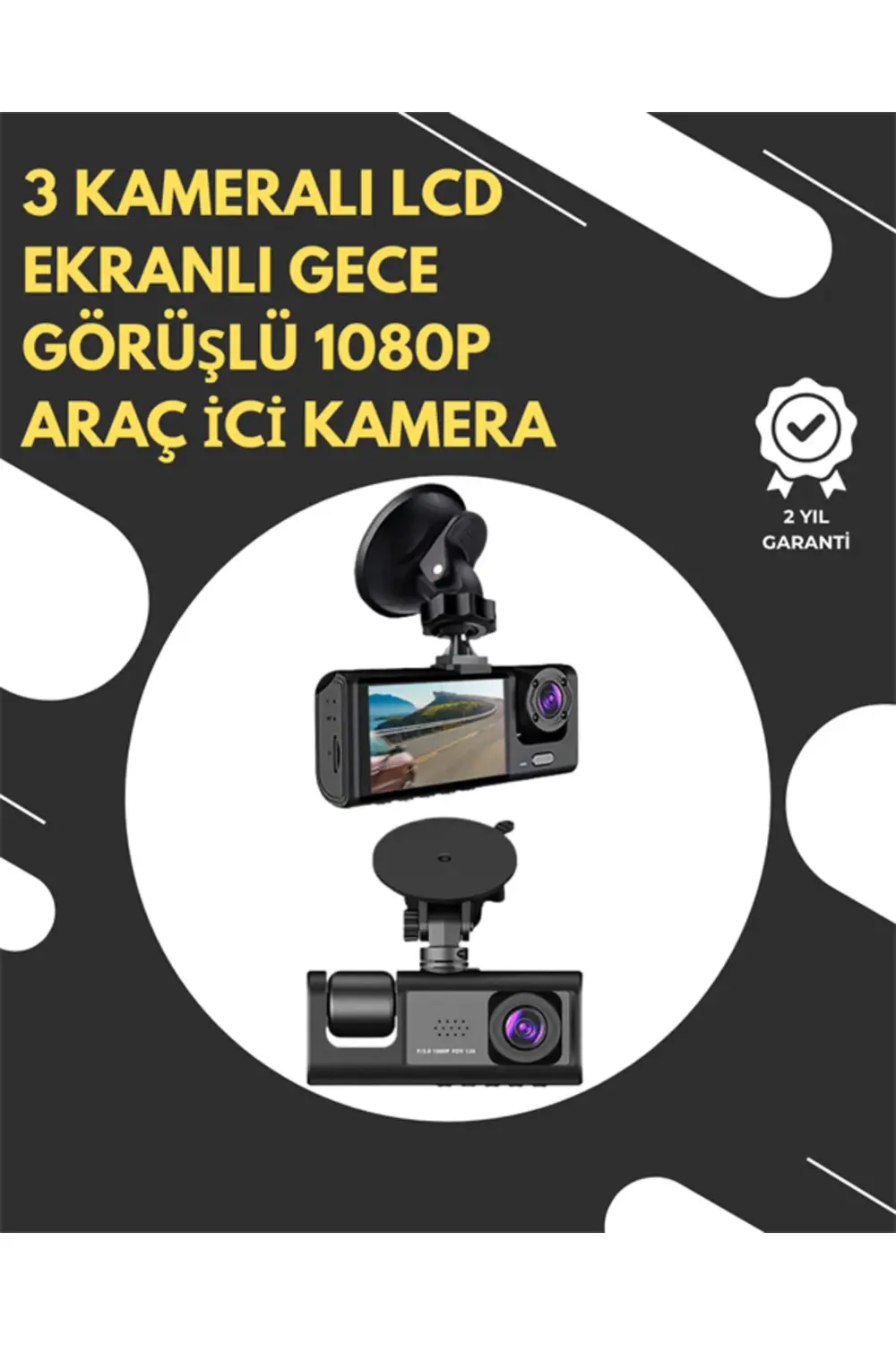 G-Sensör ve Hareket Algılama Destekli 1080p Araç İçi Güvenlik Kam