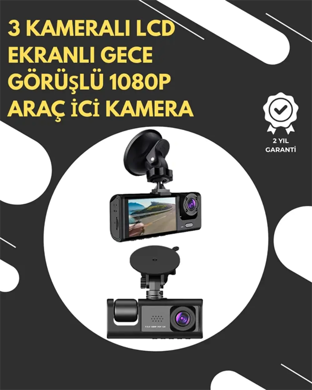 G-Sensör ve Hareket Algılama Destekli 1080p Araç İçi Güvenlik Kam