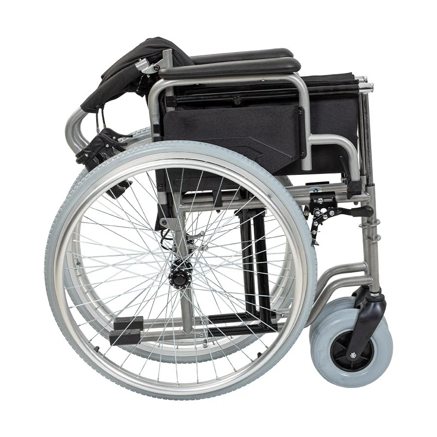 G133 Fonksiyonel Tekerlekli Sandalye 45cm - Katlanır Çelik Mobilite Sandalyesi