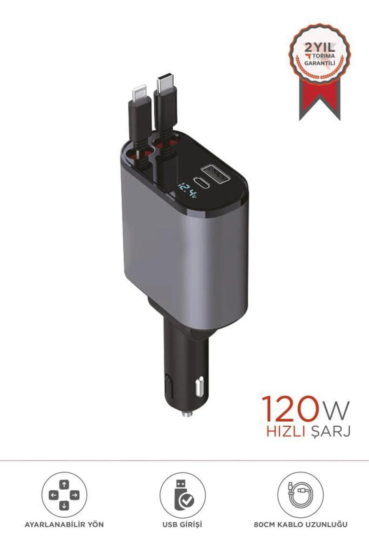 G16 120W Süper Hızlı Şarjlı Transmitter Araç Şarj Cihazı – Çift T