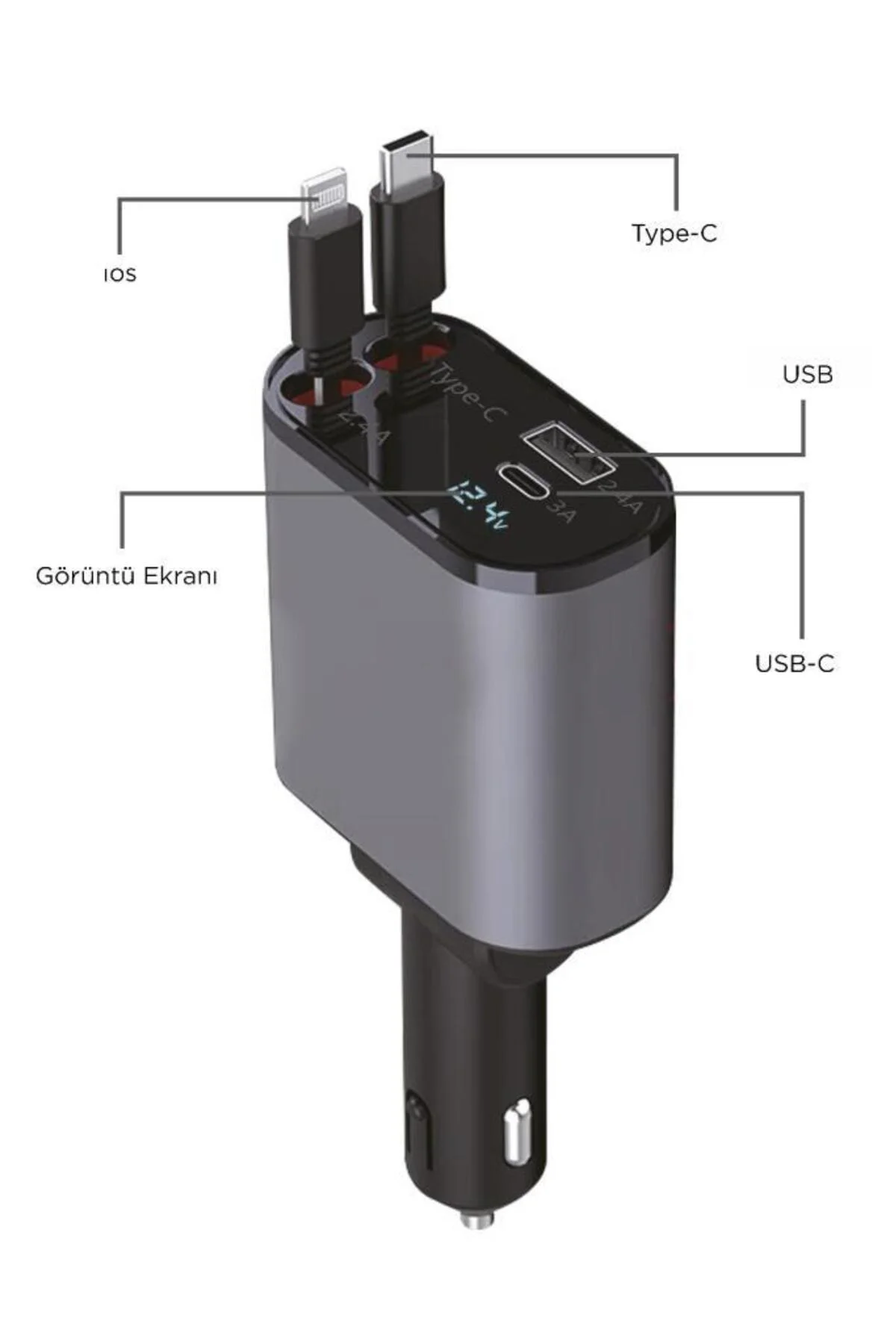 G16 120W Süper Hızlı Şarjlı Transmitter Araç Şarj Cihazı – Çift T