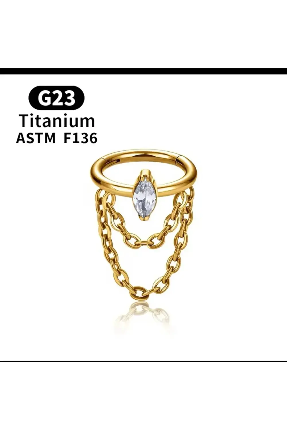 g23 titanium ( tianyum ) zirkon taşlı zincirli conch helix uyumlu