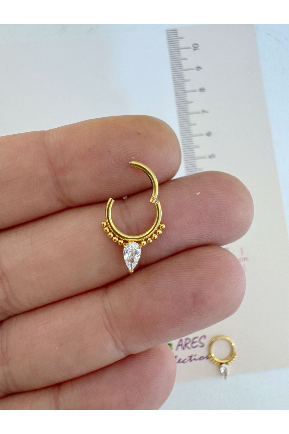 g23 Titanium (titanyum) zirkon taşlı 1 adet daith septum uyumlu halka piercing