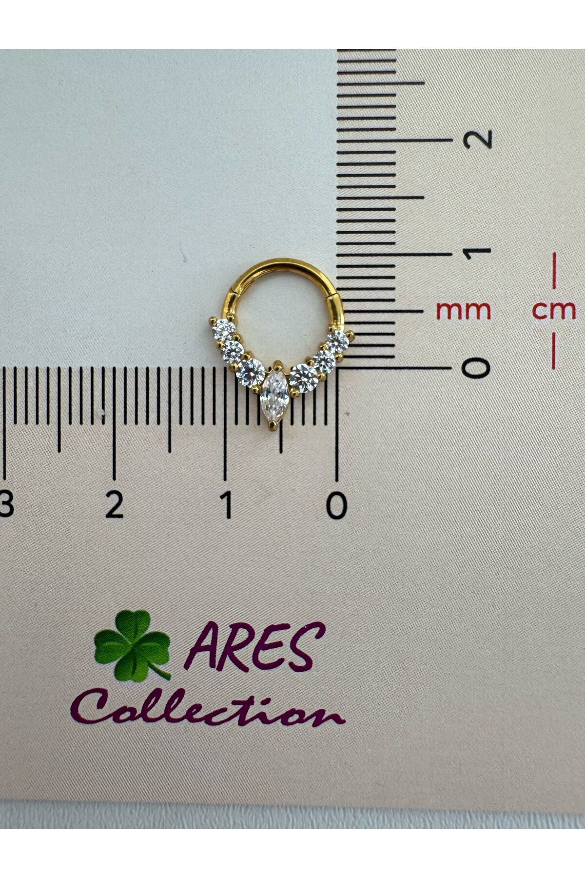 g23 Titanium (titanyum) zirkon taşlı 1 adet daith septum uyumlu halka piercing
