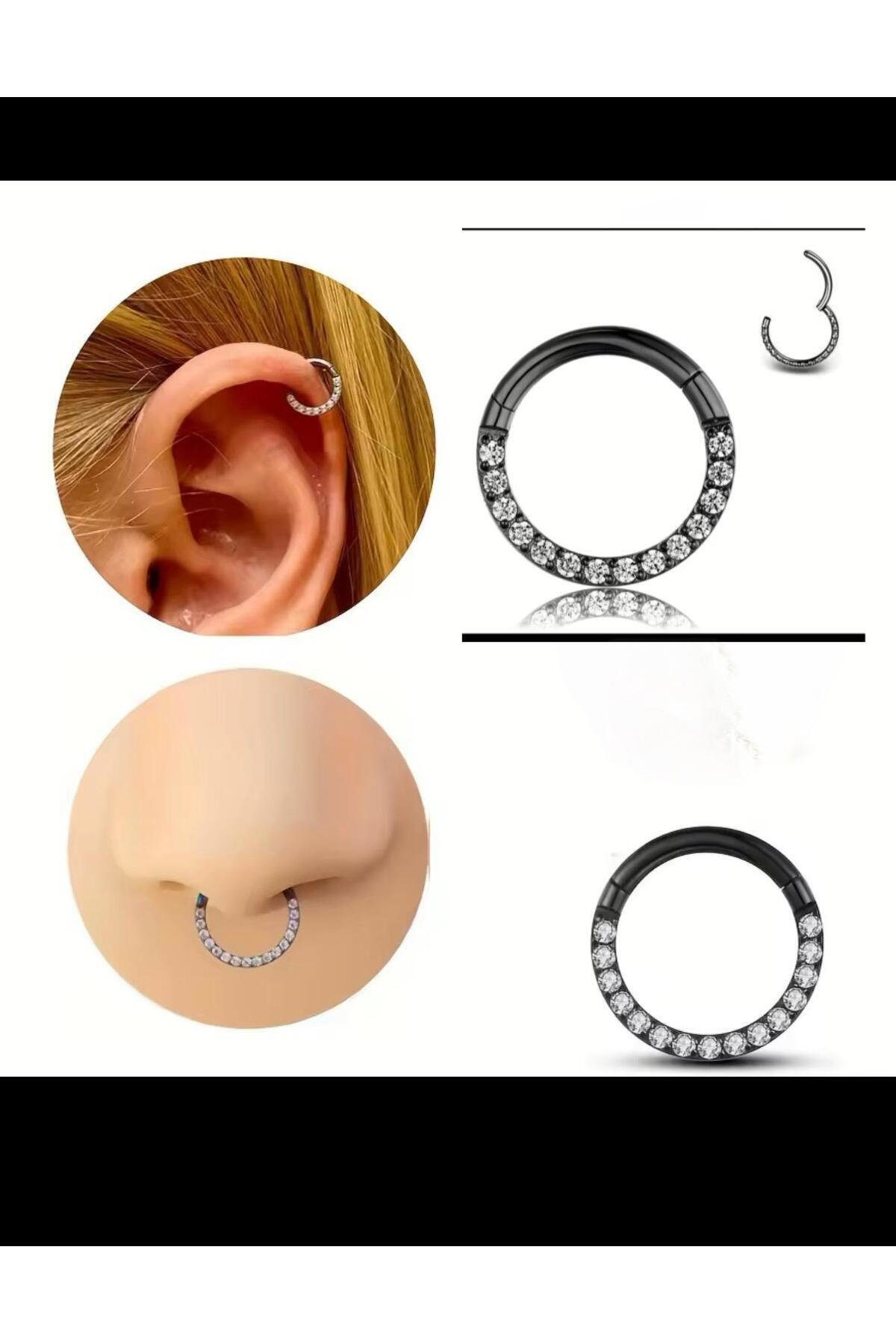 G23 TİTANİUM ( TİTANYUM)SİYAH DAİTH SEPTUM UYUMLU 1 ADET PİERCİNG