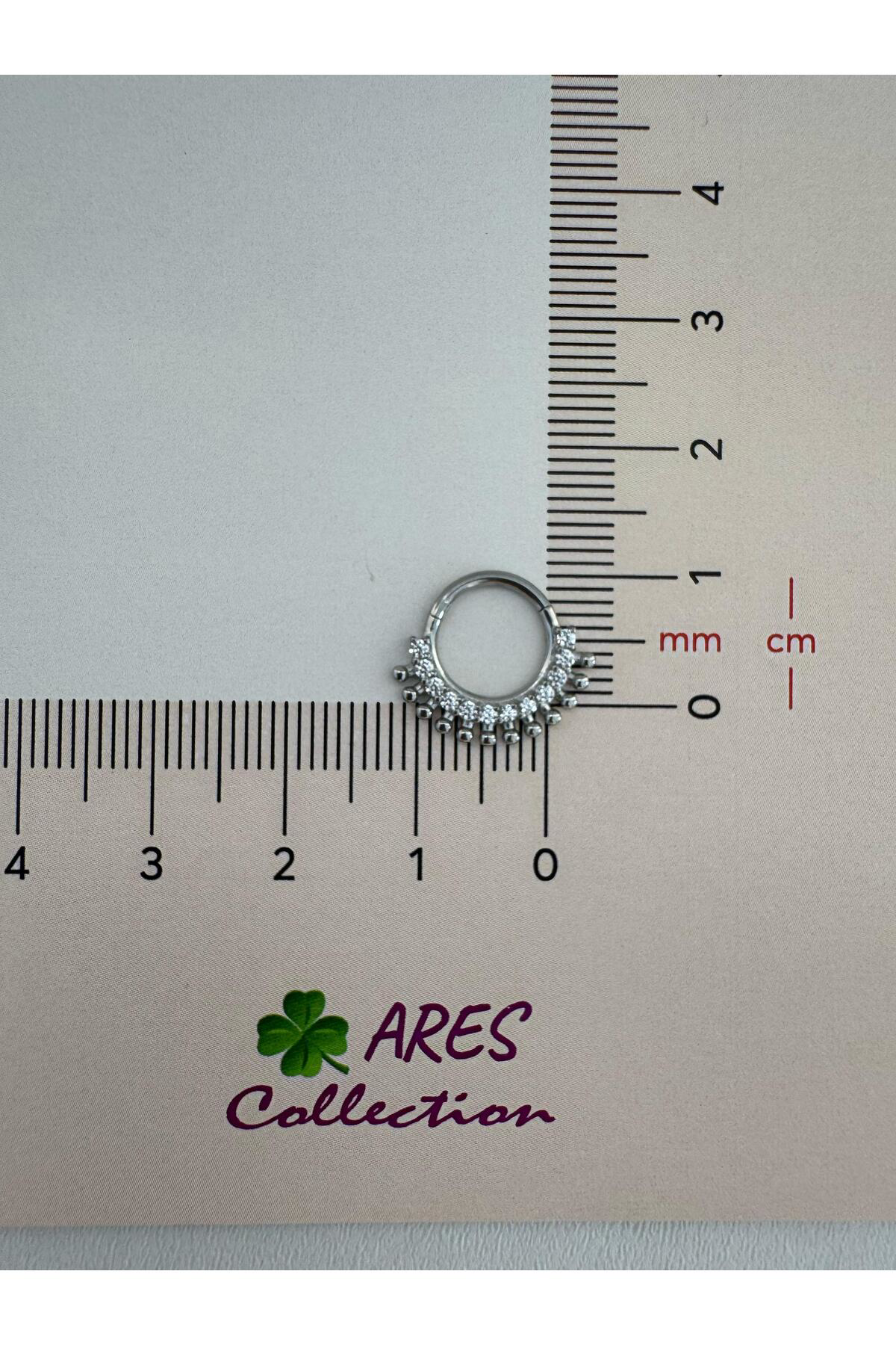 g23 Titanium (titanyum) zirkon taşlı 1 adet daith septum uyumlu halka piercing