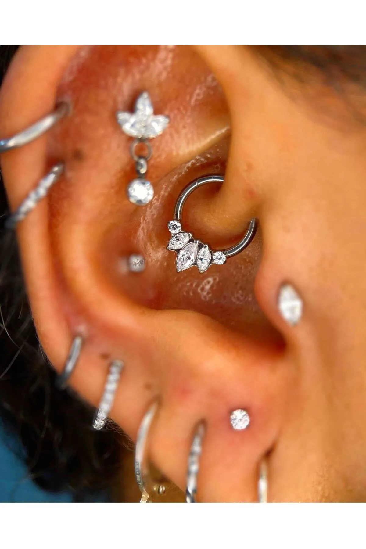 g23 Titanium (titanyum) zirkon taşlı 1 adet daith septum uyumlu h