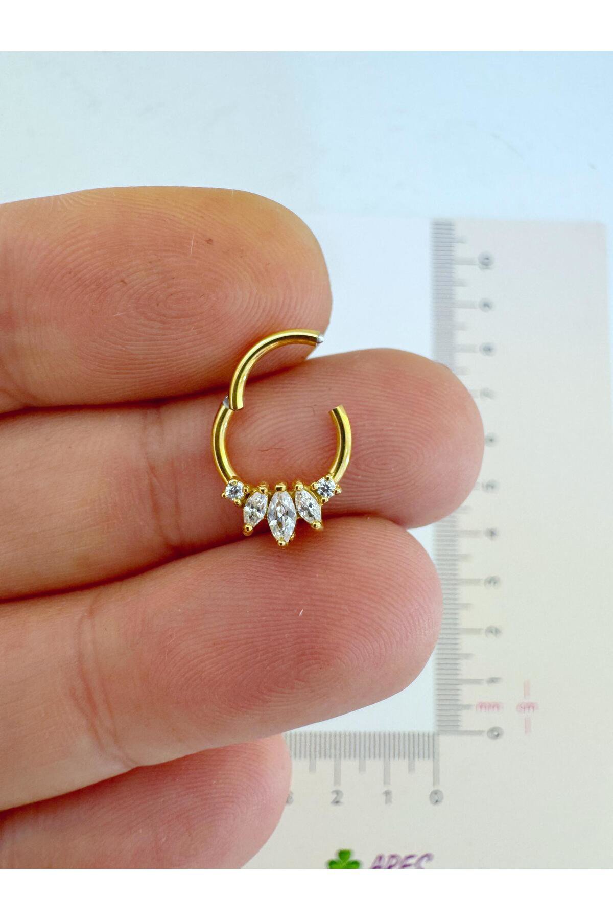 g23 Titanium (titanyum) zirkon taşlı 1 adet daith septum uyumlu h