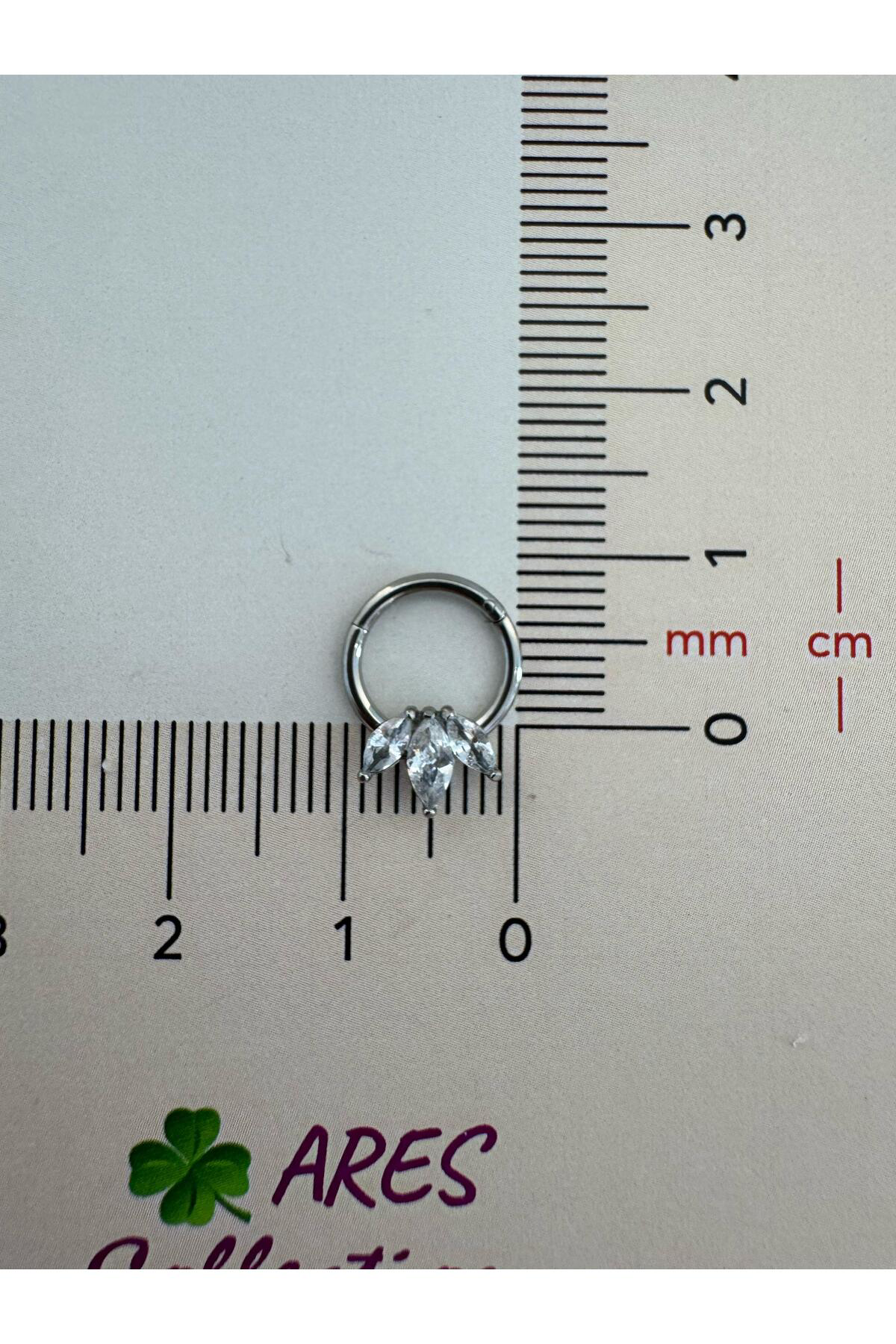 g23 Titanium (titanyum) zirkon taşlı 1 adet daith septum uyumlu halka piercing