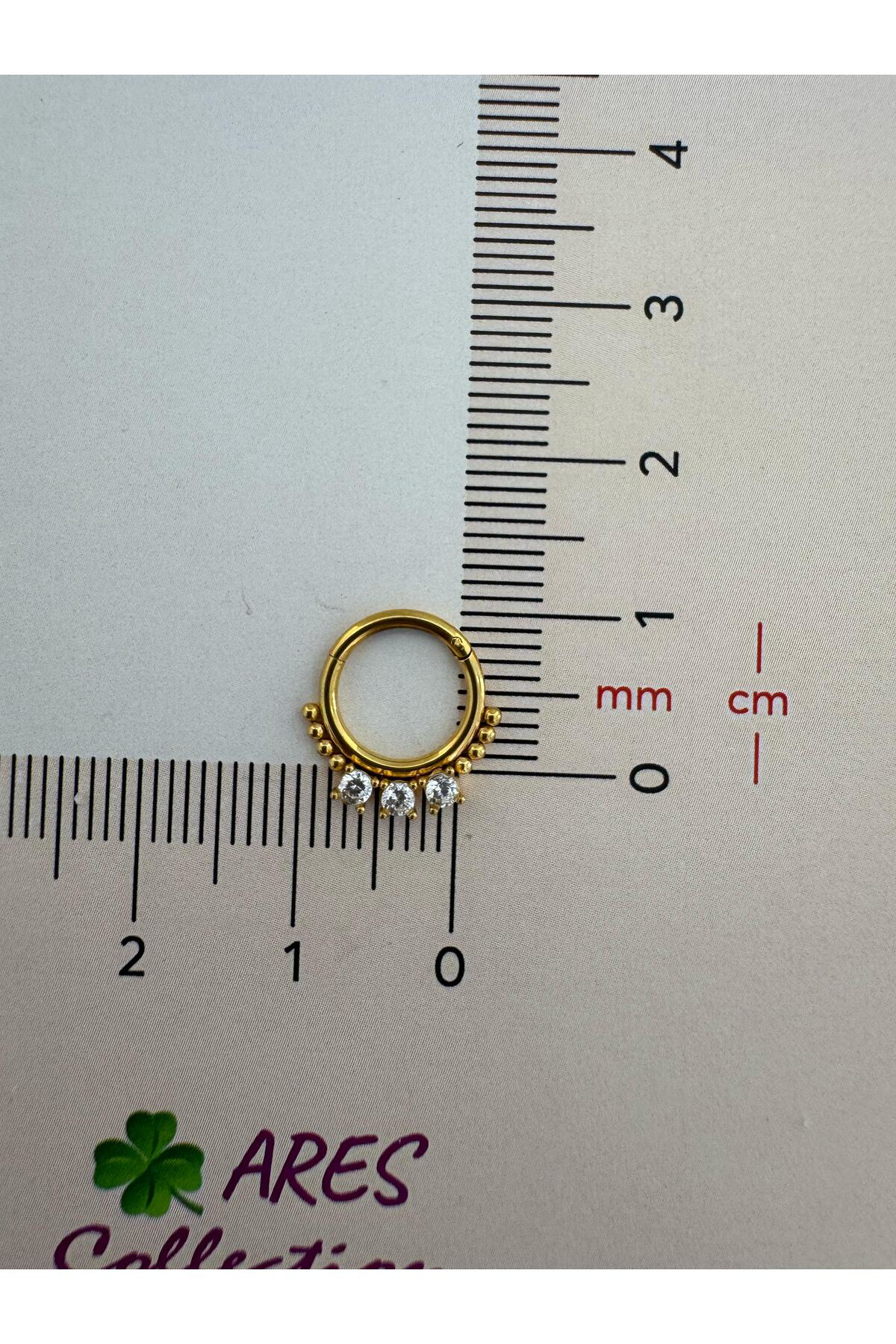 g23 Titanium (titanyum) zirkon taşlı 1 adet daith septum uyumlu halka piercing