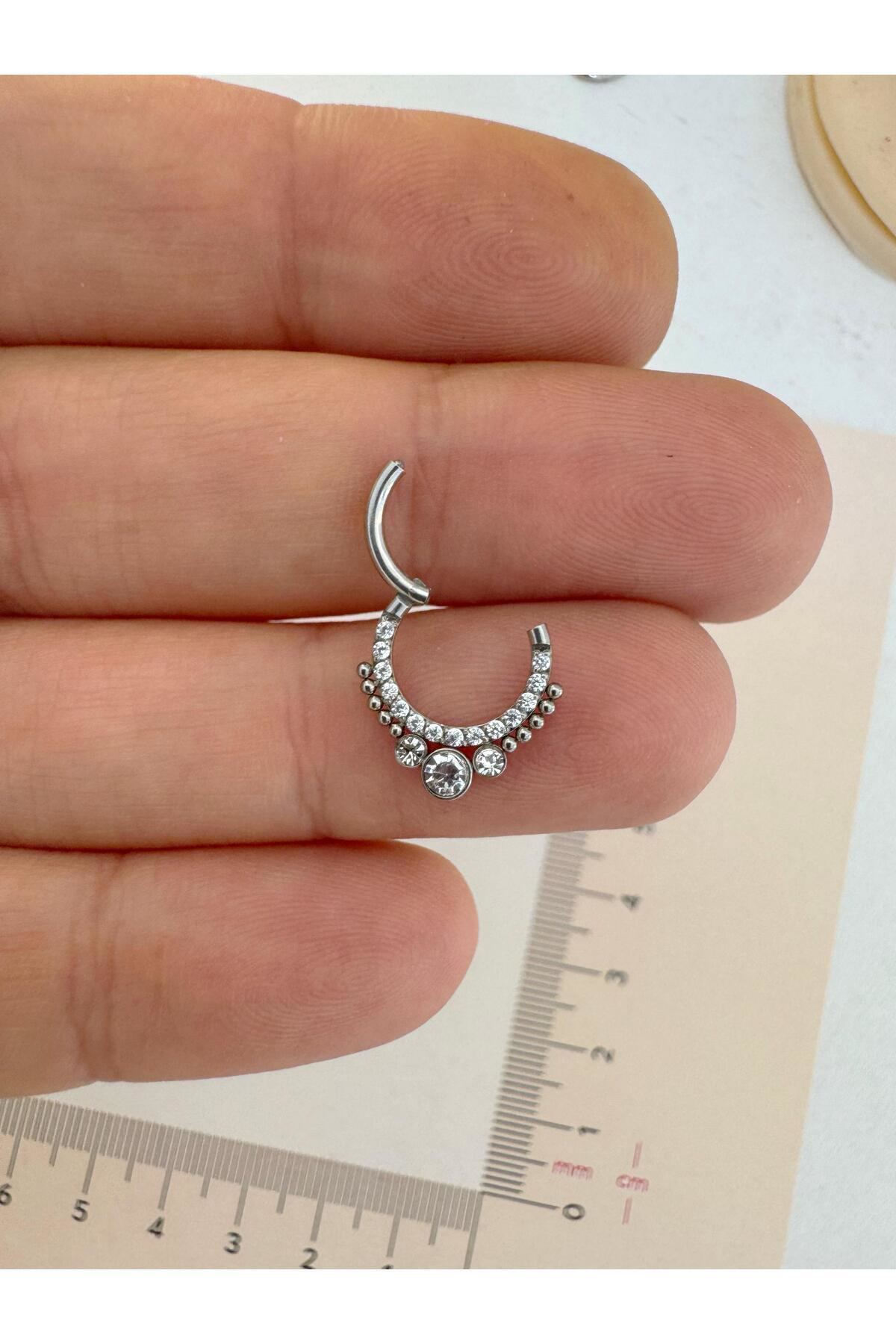 g23 Titanium (titanyum) zirkon taşlı 1 adet daith septum uyumlu halka piercing Fiyatı, Yorumları ve Özellikleri