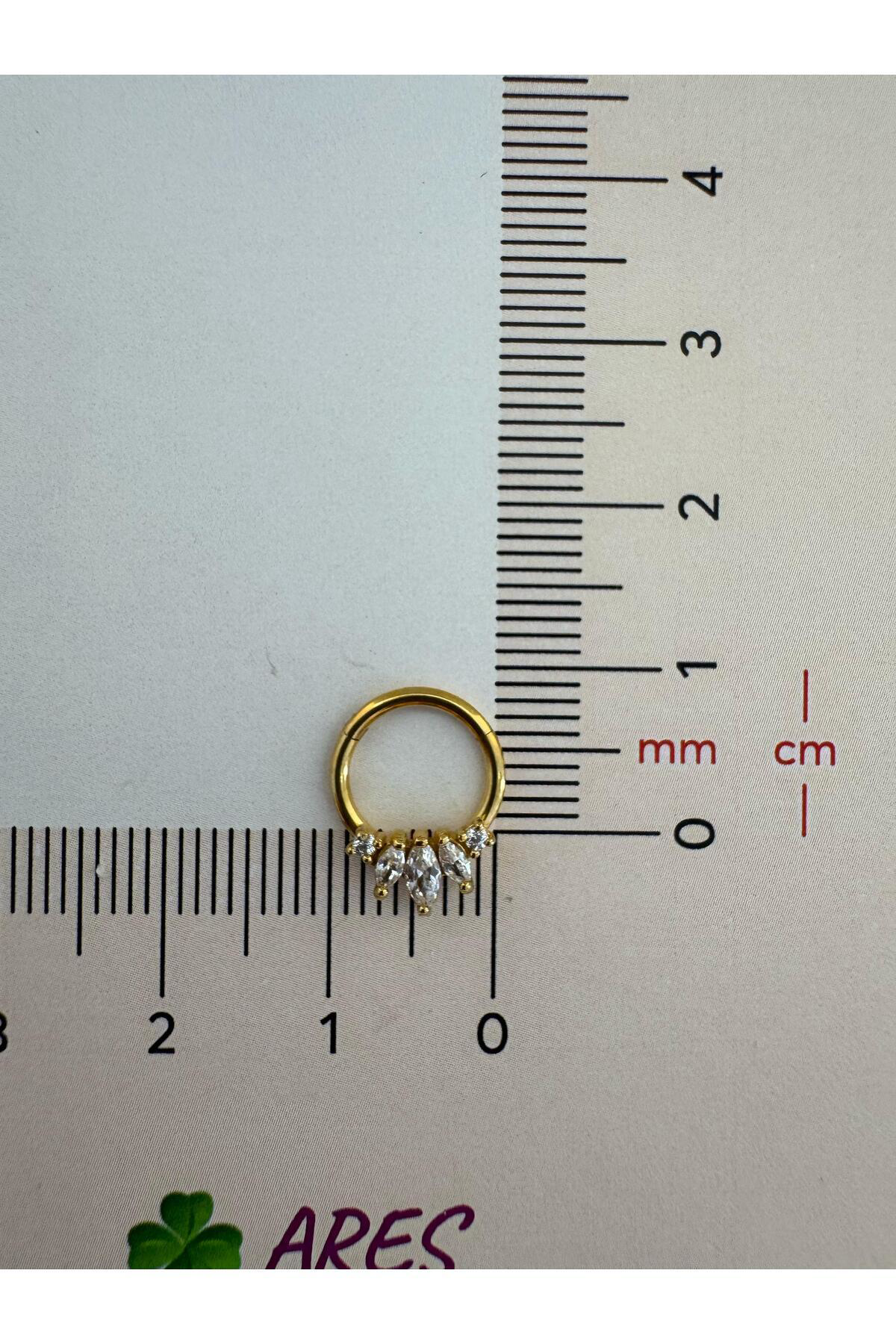 g23 Titanium (titanyum) zirkon taşlı 1 adet daith septum uyumlu h