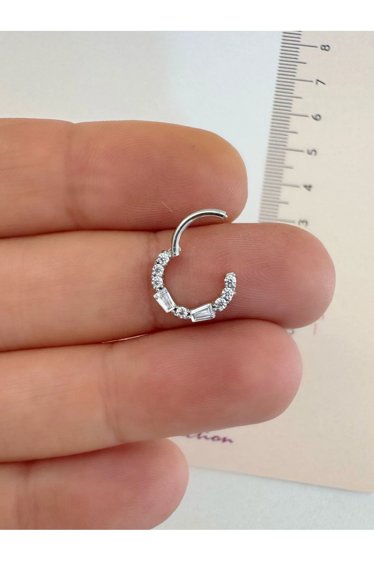g23 Titanium (titanyum) zirkon taşlı 1 adet daith septum uyumlu h