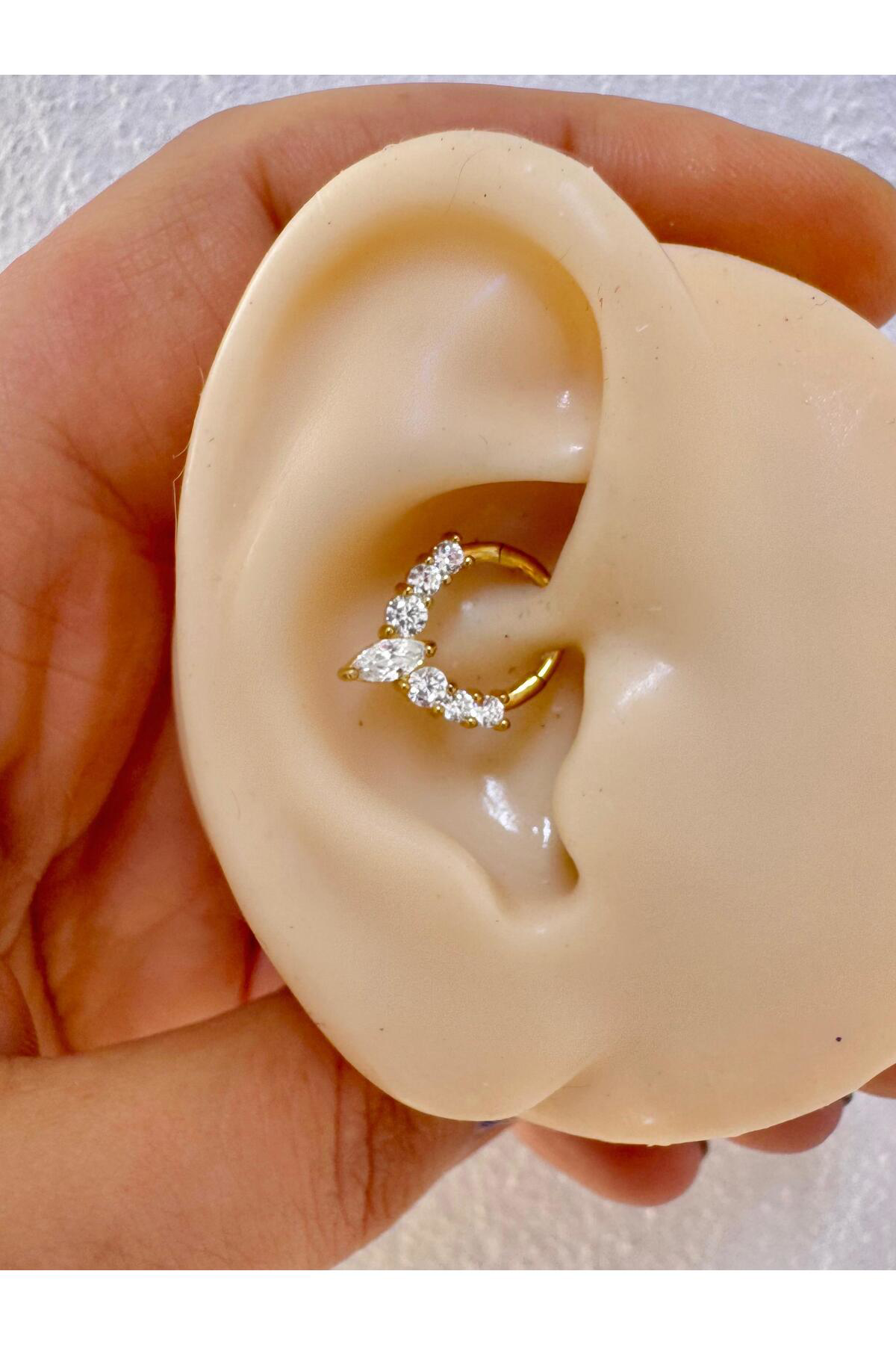 g23 Titanium (titanyum) zirkon taşlı 1 adet daith septum uyumlu halka piercing