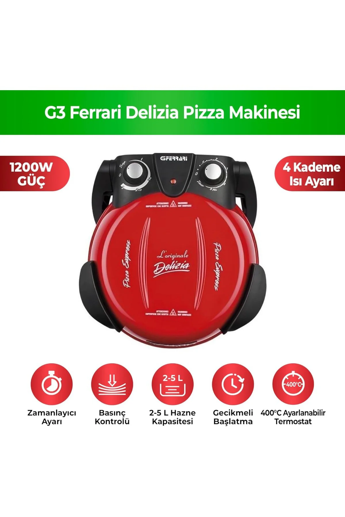 G3Ferrari Delizia Pizza Makinesi 3 Taş Tabanlı 400°C Pizza Fırını