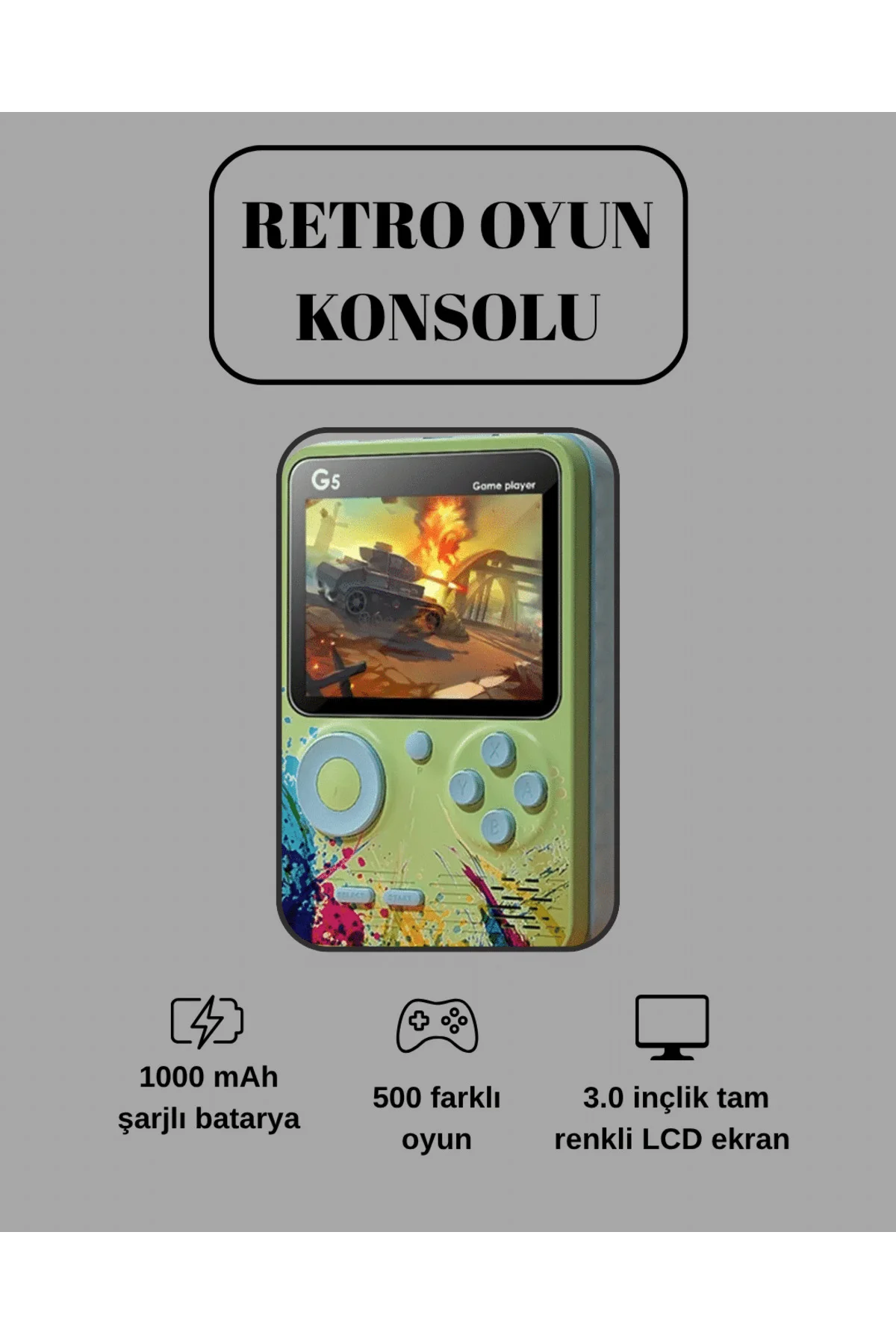 G5 Game Box Retro Mini Oyun Konsolu – 500 Dahili Oyun - Lisinya