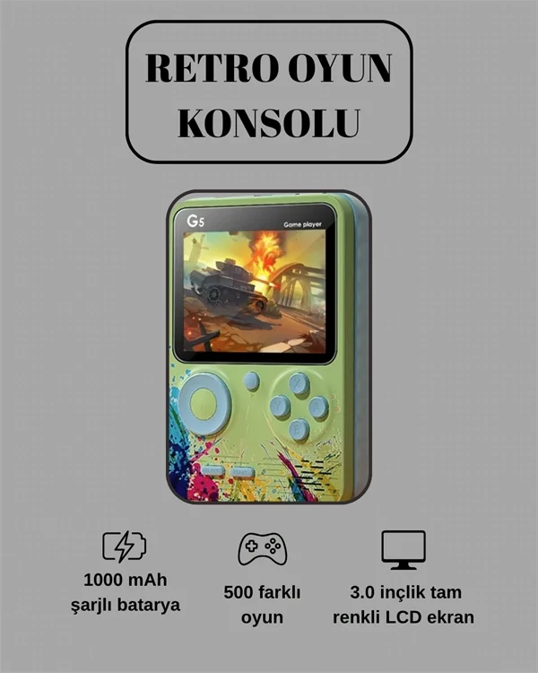 G5 Game Box Retro Mini Oyun Konsolu – 500 Dahili Oyun Fiyatı, Yorumları ve Özellikleri