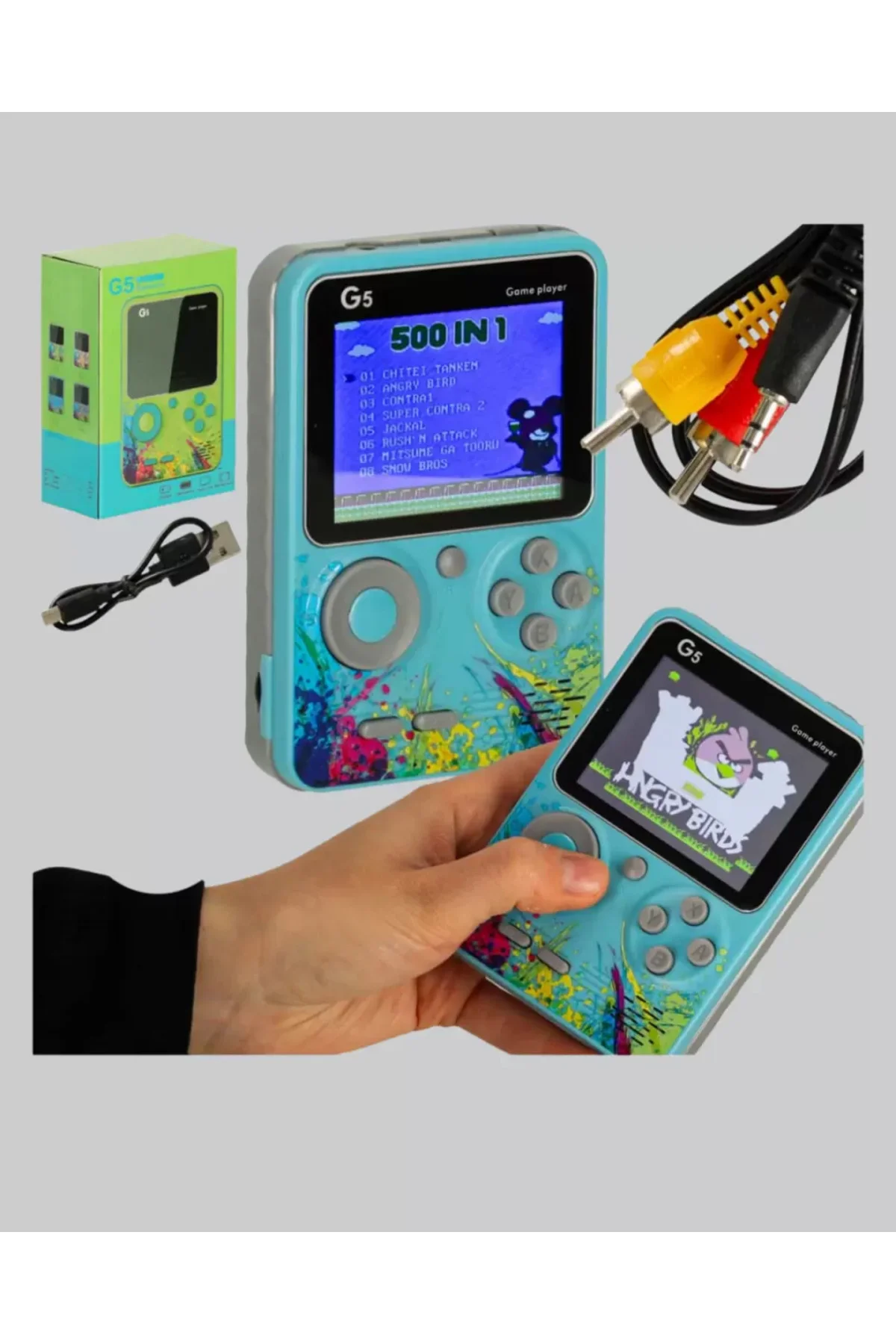 G5 Taşınabilir Retro Game Box 500 Oyunlu Şarjlı Mini Oyun Konsolu