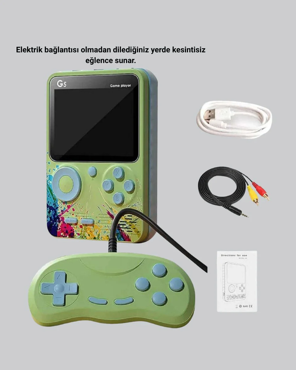 G5 Taşınabilir Retro Oyun Konsolu - 500 Oyunlu, 3 inç HD Şarjlı Mini Oyun Cihazı