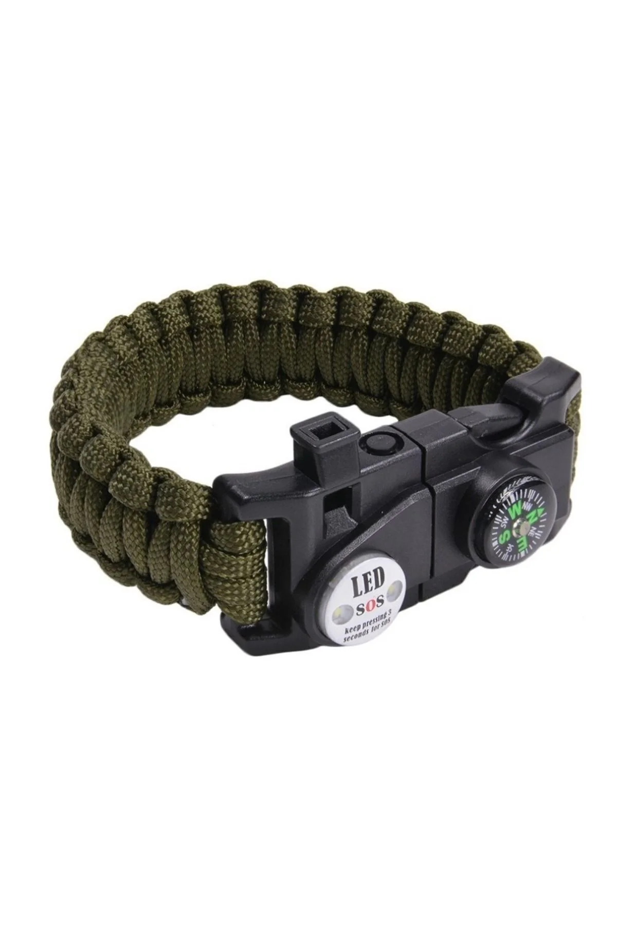 Gaddar Plus taktikal yeşil bileklik magnezyum çubuklu düdüklü ledli unisex hediyelik 19 işlev