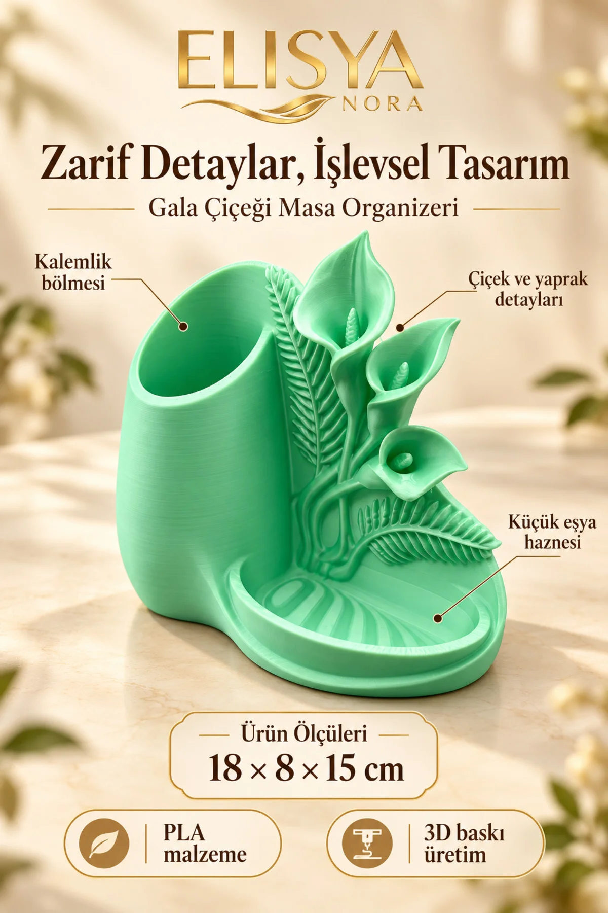 Gala Çiçeği Kalemlik Masaüstü Organizer Ofis Düzenleyici Gala Çiçeği Kalemlik Masaüstü Organizer Ofis Düzenleyici - Görsel 3