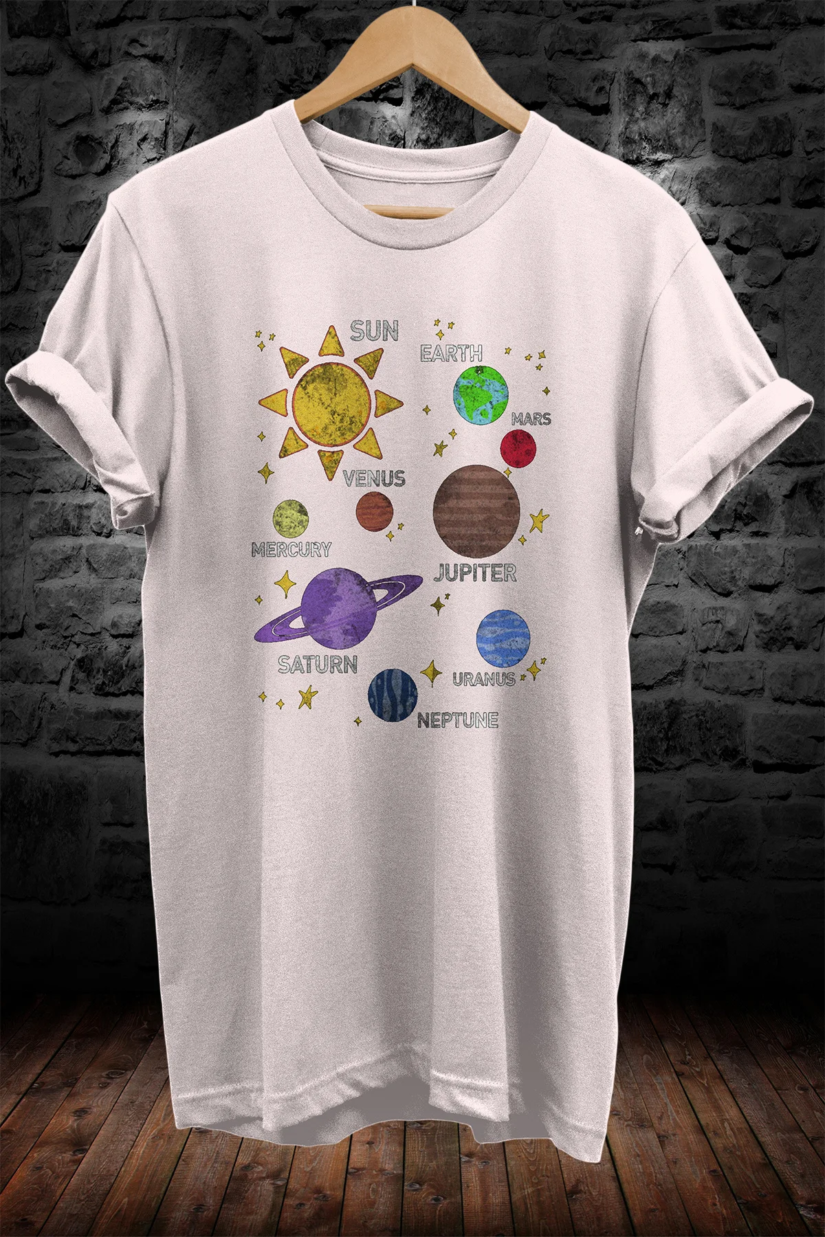 Galaksi Baskılı %100 Pamuk Oversize T-shirt