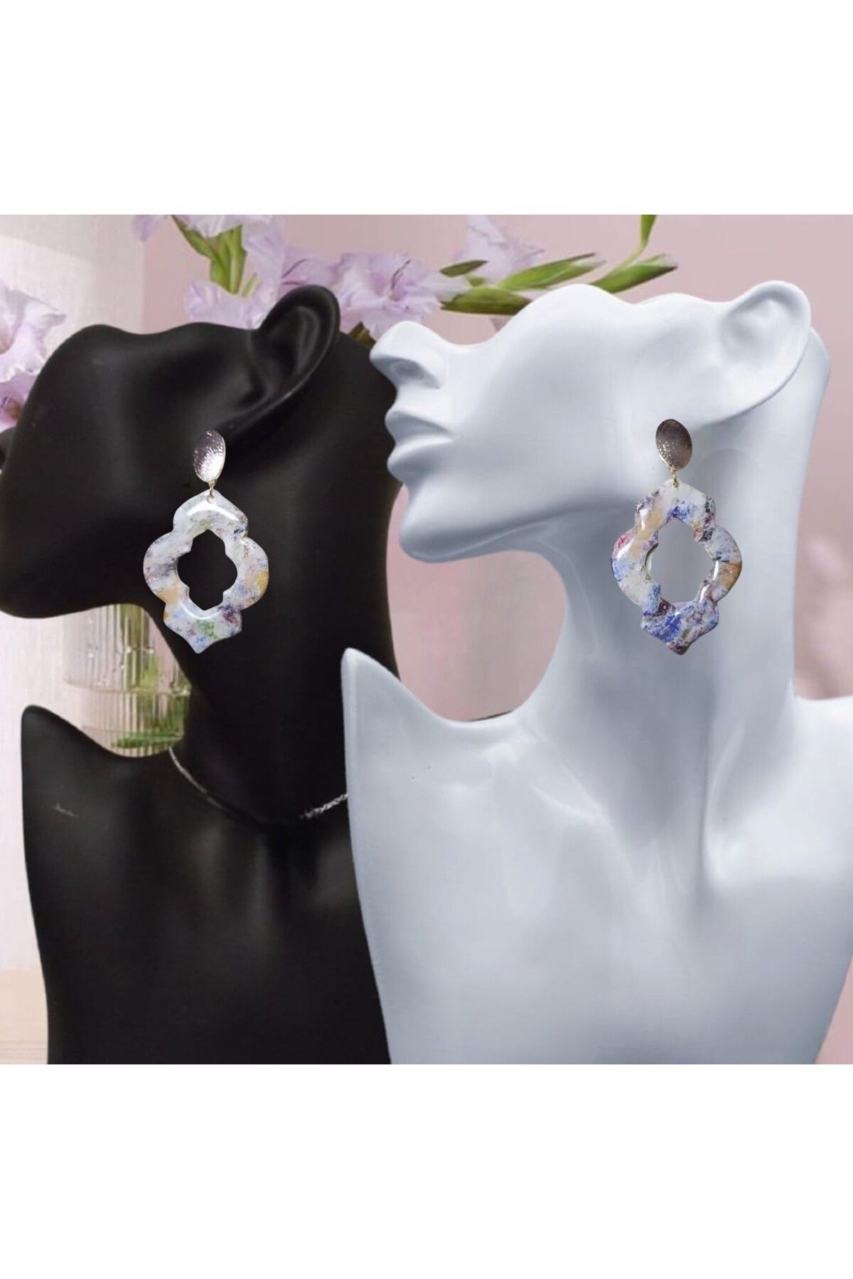 Galaksi Polimer Kil & Epoksi Tasarım Küpe