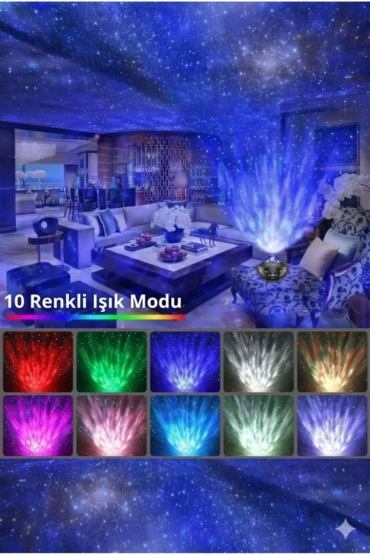 Galaksi Yıldız Projektörü ve Bluetooth Hoparlör 10 Renk Modlu Okyanus Dalgalı Gece & Disko Lambası Galaksi Yıldız Projektörü ve Bluetooth Hoparlör 10 Renk Modlu Okyanus Dalgalı Gece & Disko Lambası