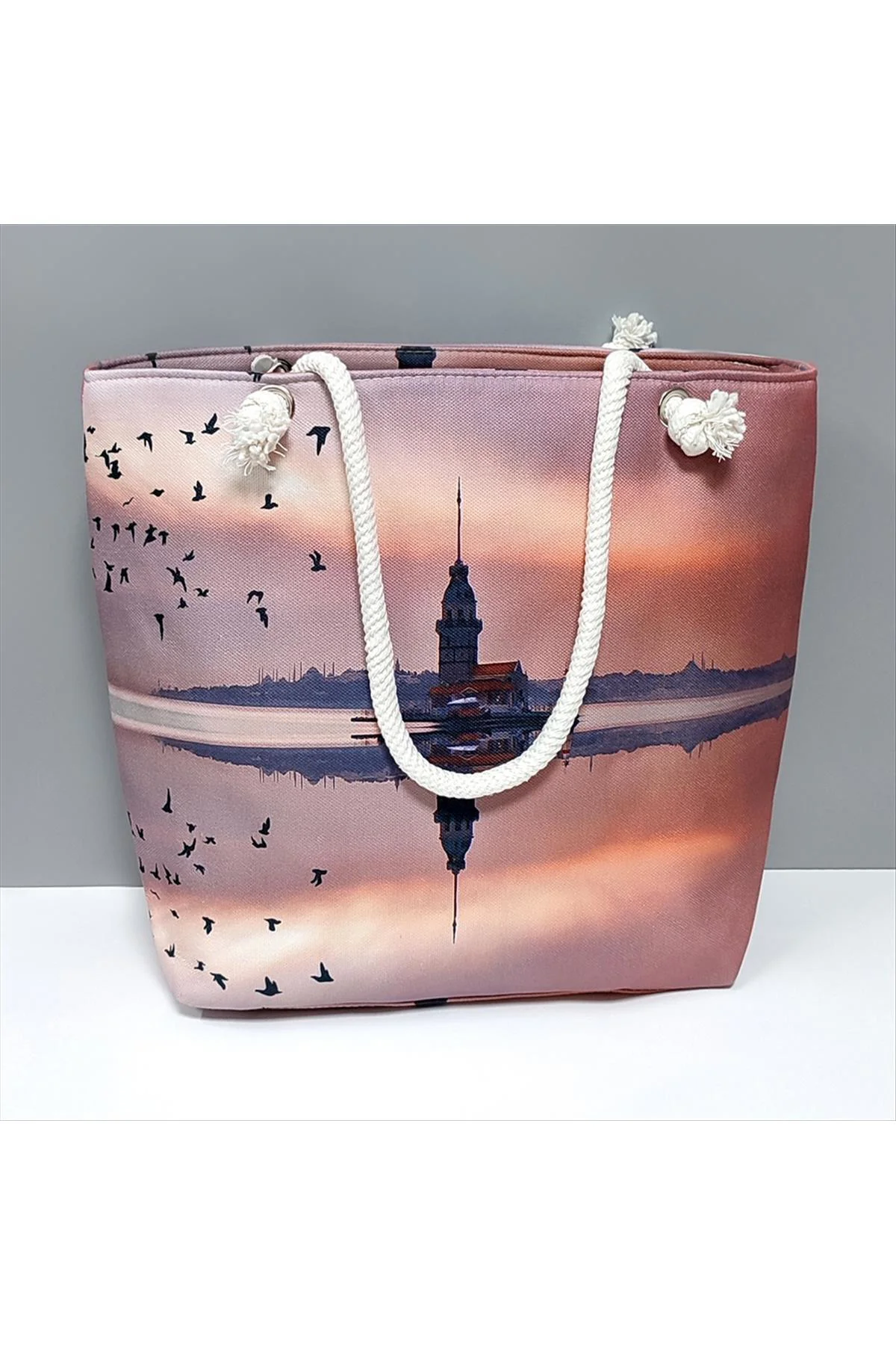 Galata Kulesi Desenli Plaj Çantası