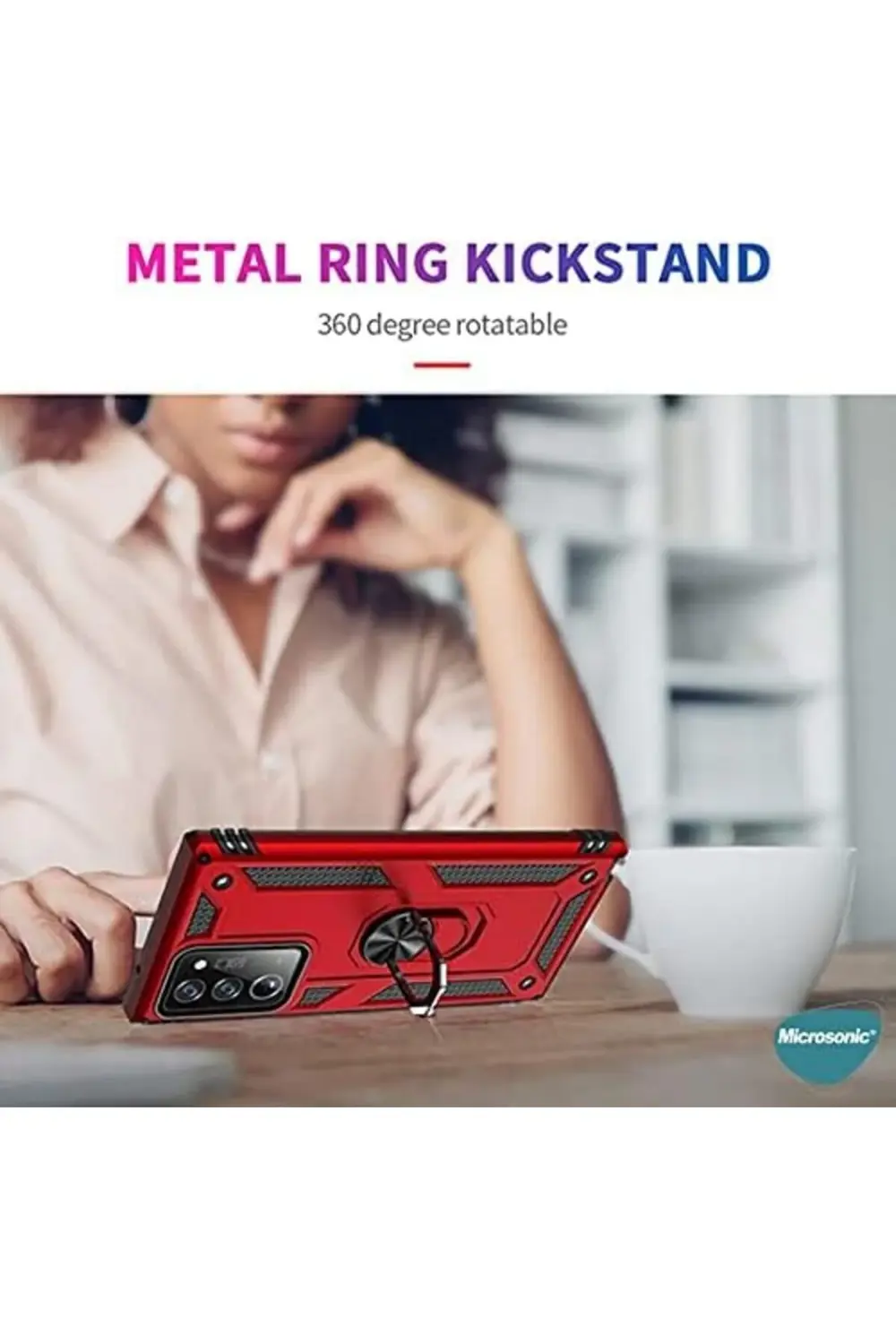 Galaxy 20 Ultra için Kılıf Military Ring Holder Siyah [Galaxy 20