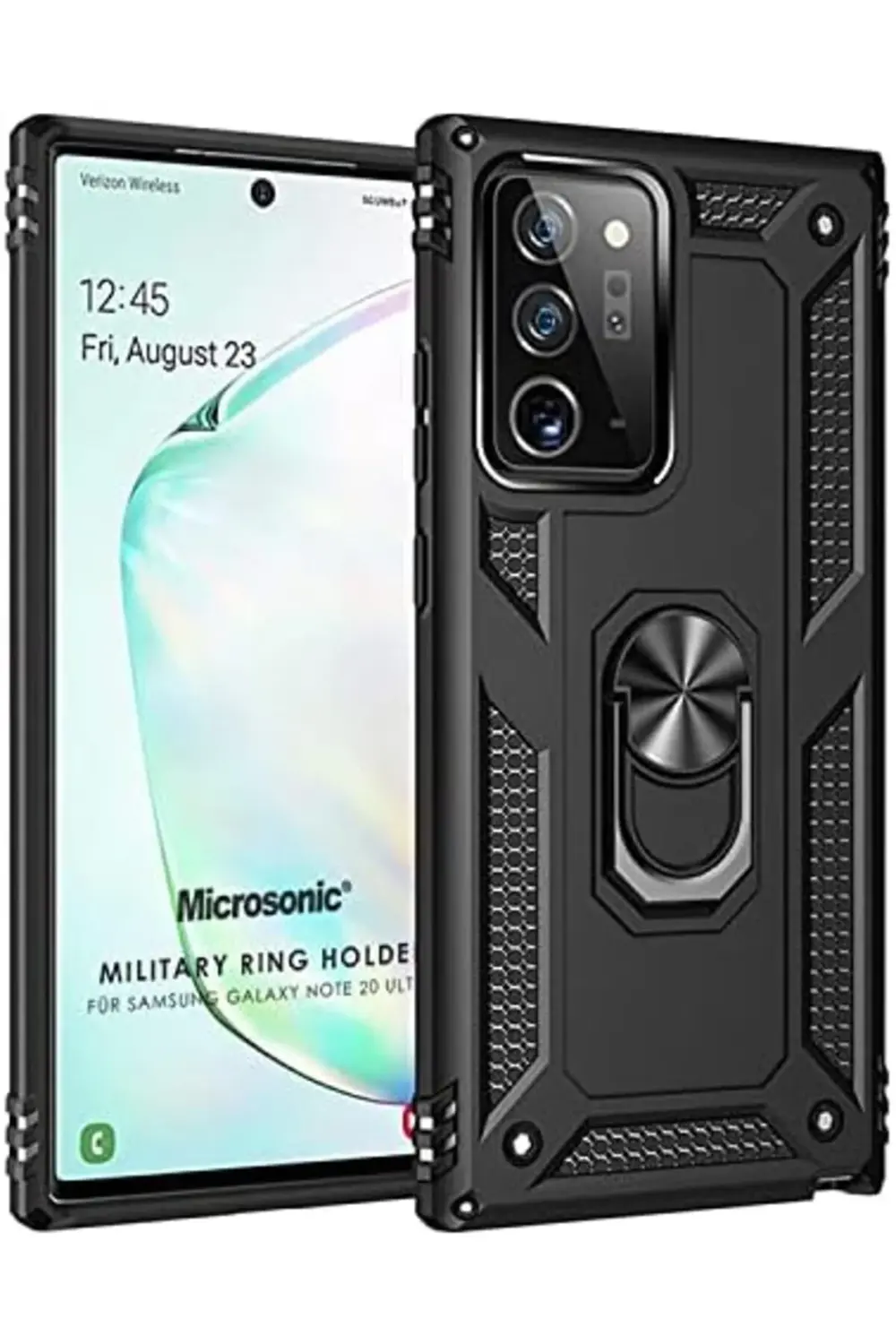 Galaxy 20 Ultra için Kılıf Military Ring Holder Siyah [Galaxy 20