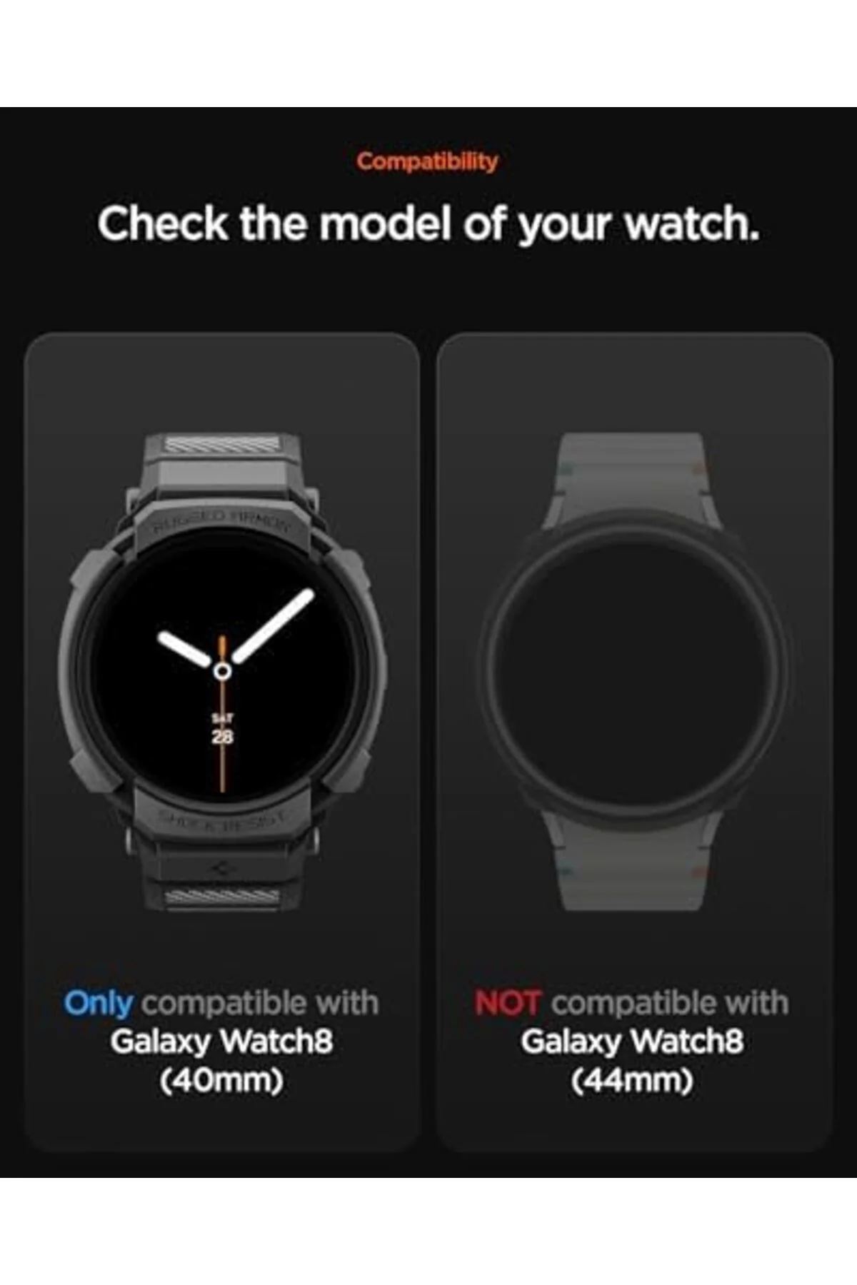 Galaxy 8 (40mm) ile Uyumlu Kılıf & Kordon Kayış Rugged Armor Pro 