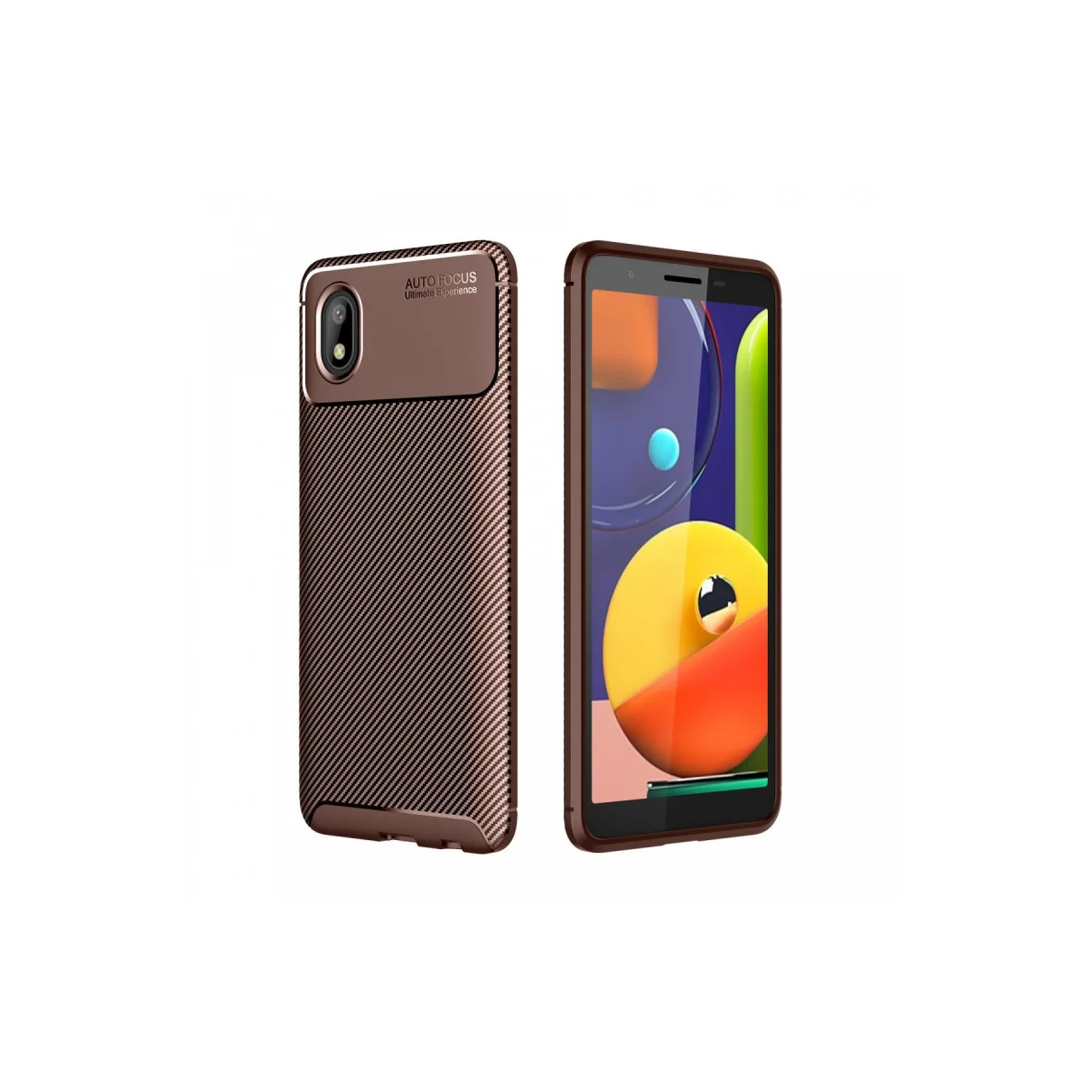 Galaxy A01 Core Auto Focus Karbon Kılıf - Kahverengi, Mat Kaplama ve Maksimum Koruma