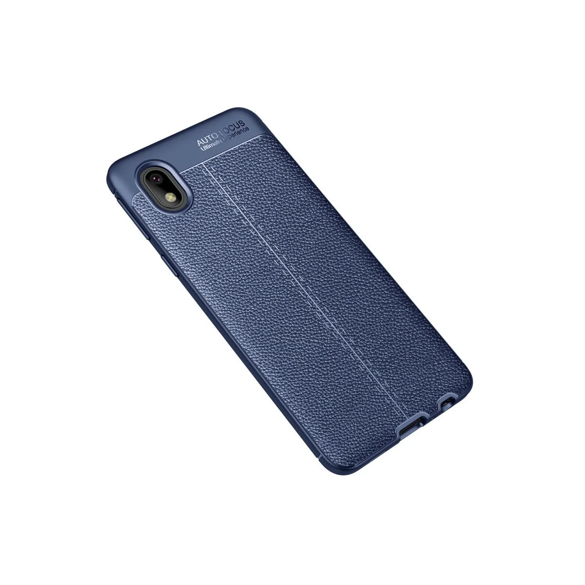Galaxy A01 Core Auto Focus Silikon Kılıf - Lacivert Deri Dokulu Koruma