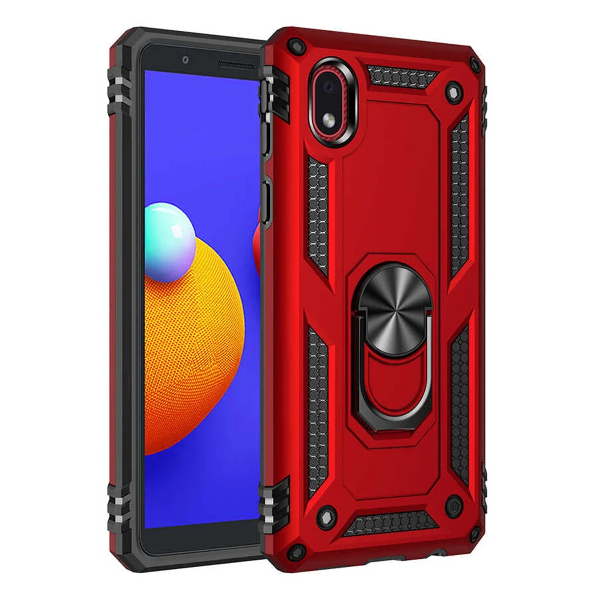 Galaxy A01 Core Kılıf Kırmızı - Ultra Korumalı Silikon Kapak ve Mıknatıs Tutucu