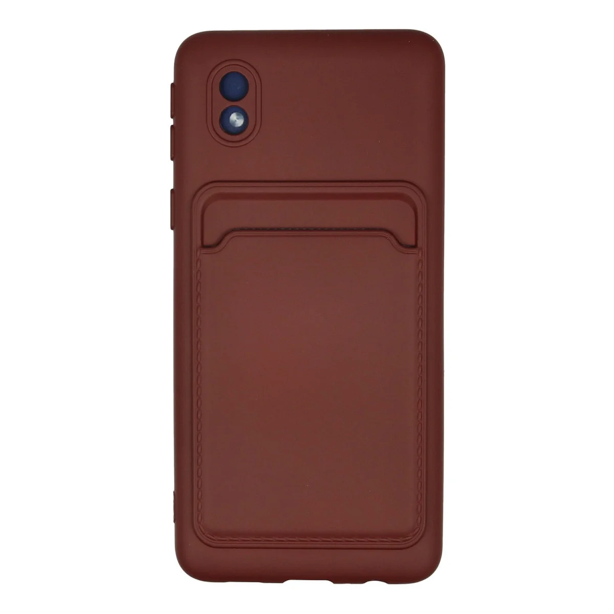 Galaxy A01 Core Kılıf Kelvin Kartvizitli Silikon - Bordo, Mat Yüzey ve Kart Dostu Tasarım
