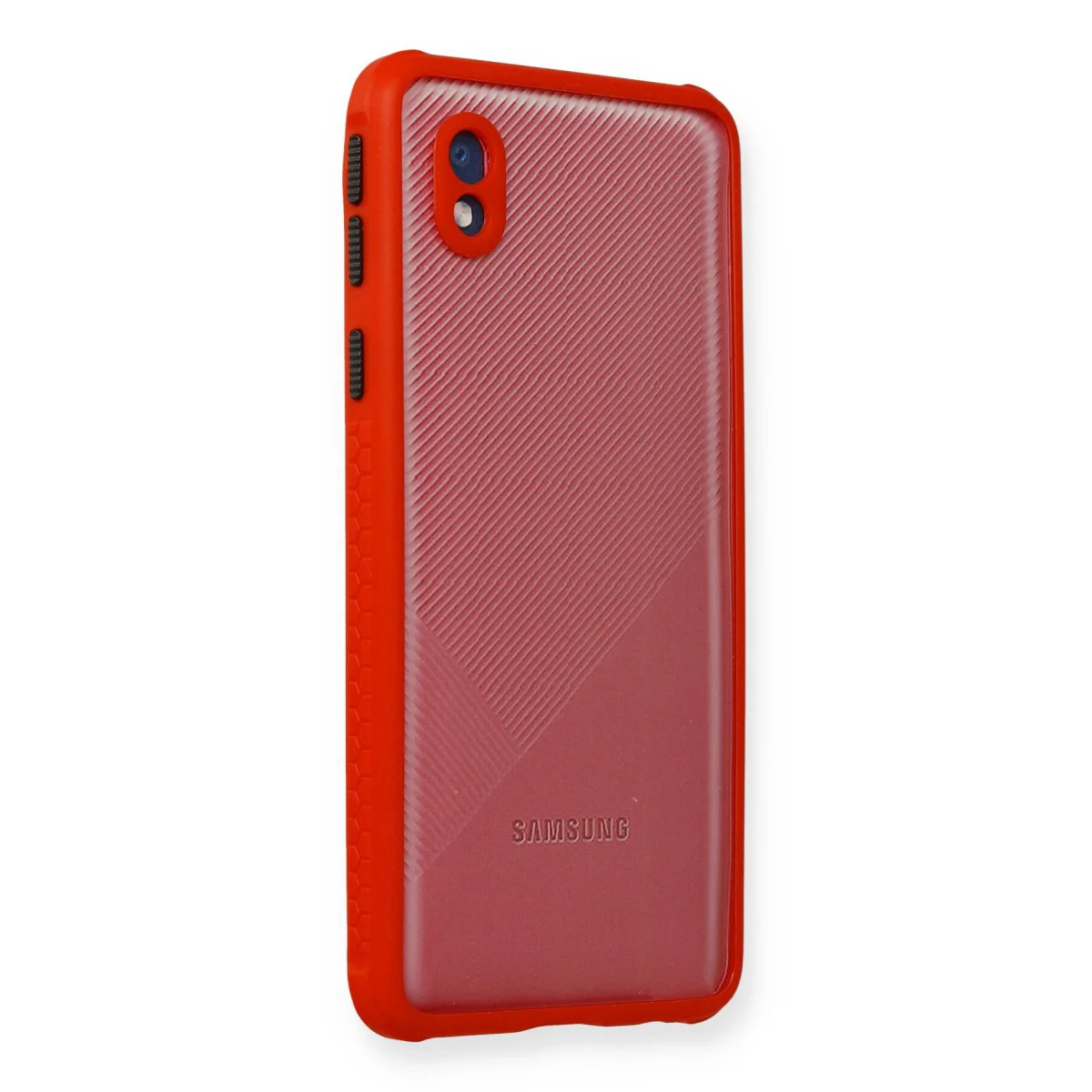 Galaxy A01 Core Miami Şeffaf Silikon Kılıf Kırmızı - Kırılmaya Karşı Güçlü Koruma
