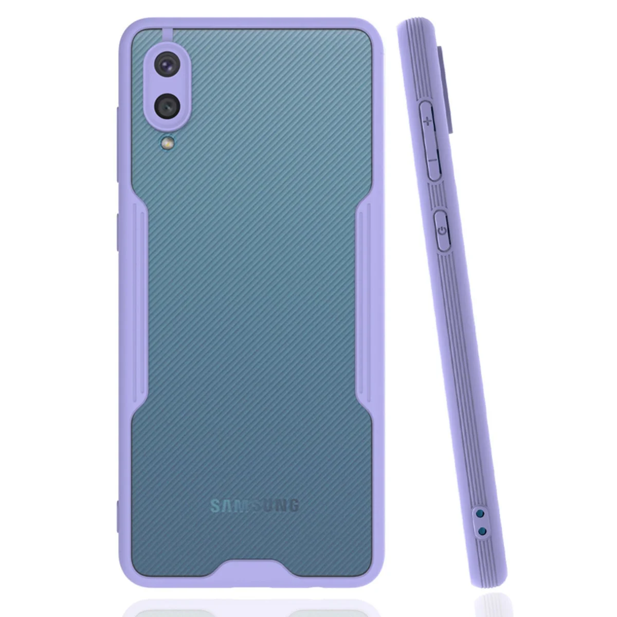 Galaxy A02 Kılıf Platin Silikon - Lila - TPU & Fiber Karışımı