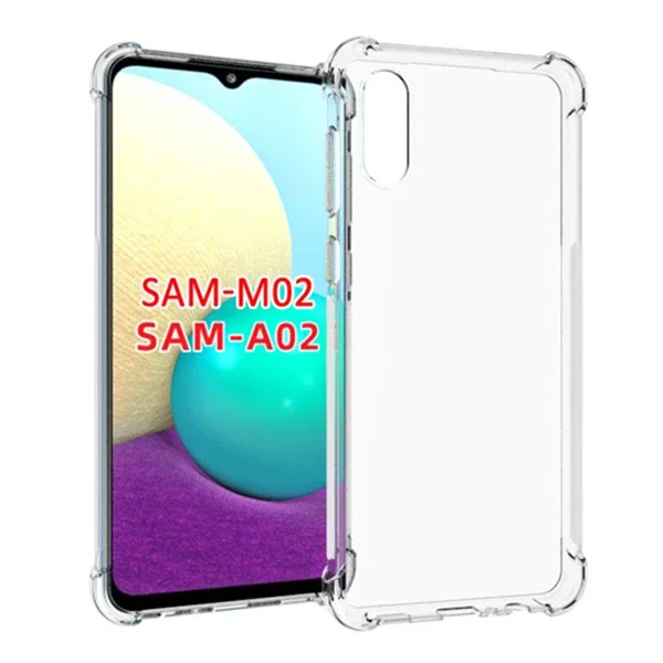 Galaxy A02 M02 Anti-Drop Darbe Emici Silikon Kılıf - Şok Absorblu Şeffaf Koruyucu