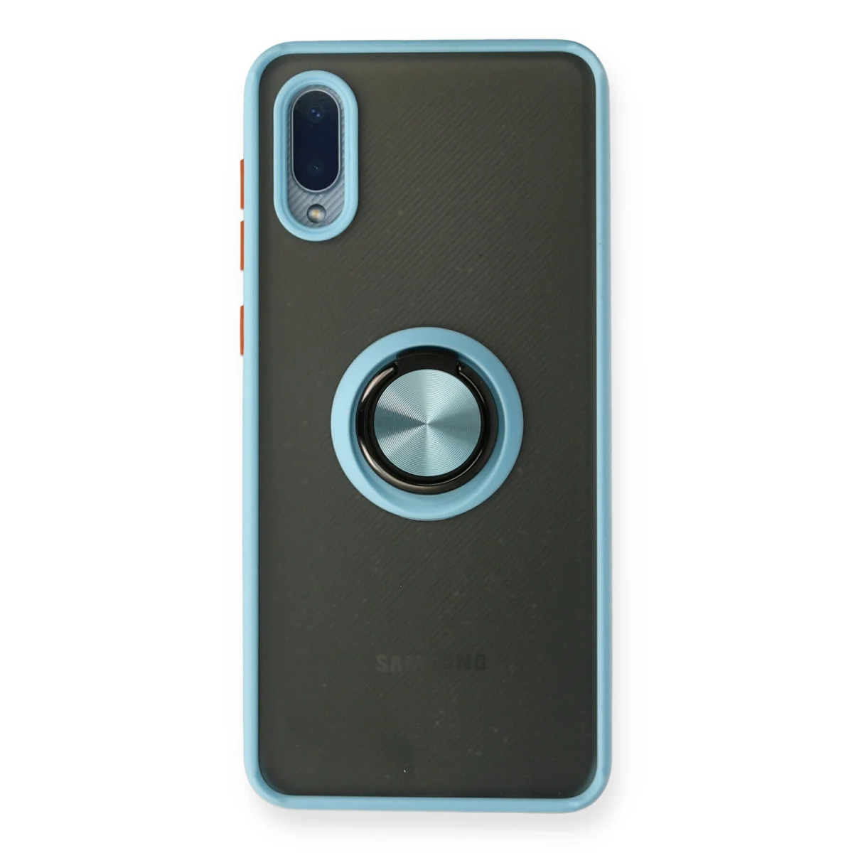 Galaxy A02 Montreal Yüzüklü Silikon Kapak - Buz Mavi (Max Koruma ve Stand)