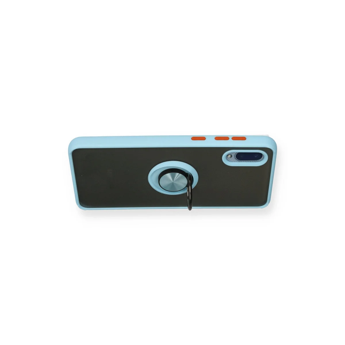 Galaxy A02 Montreal Yüzüklü Silikon Kapak - Buz Mavi (Max Koruma ve Stand)