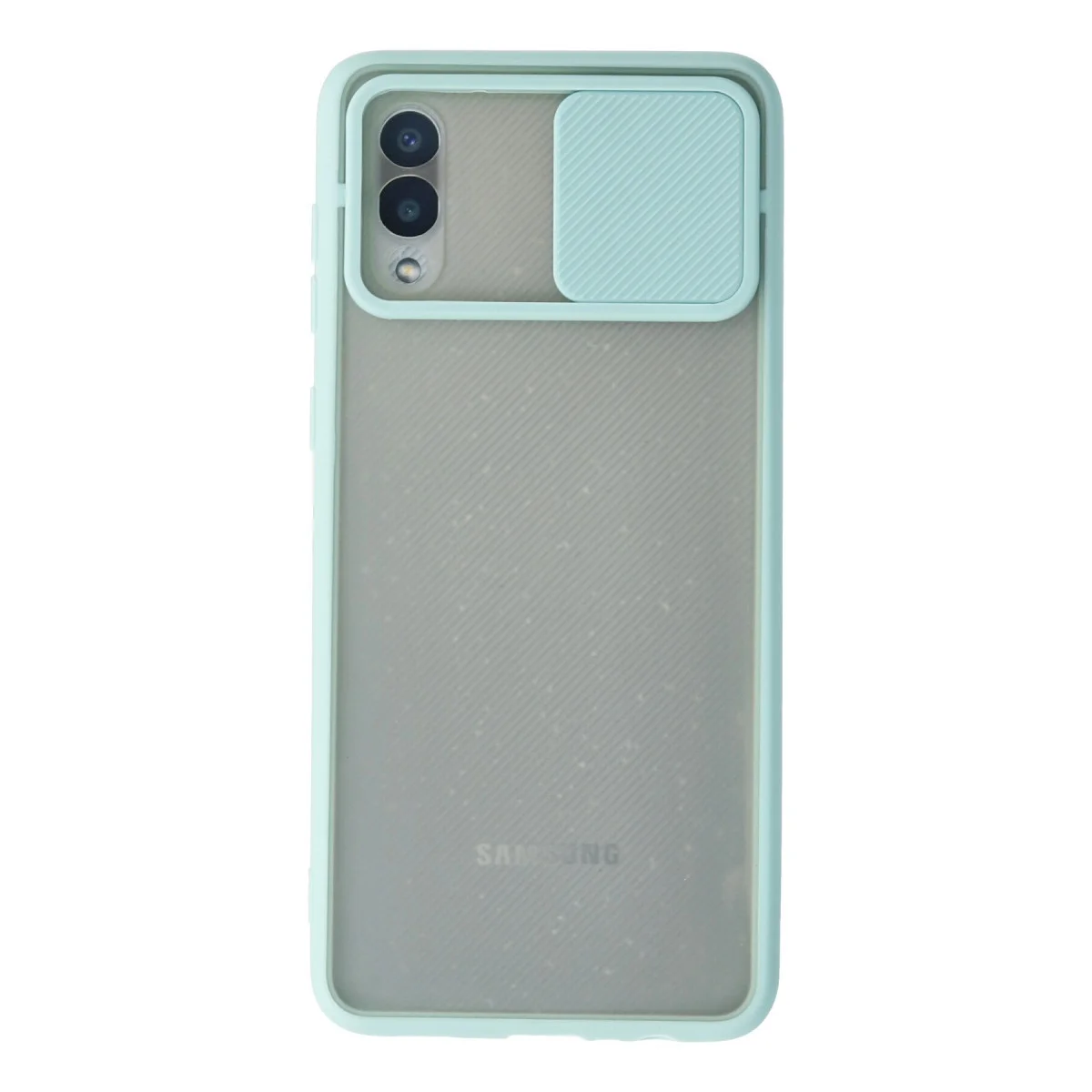 Galaxy A02 Silikon Kılıf - Turkuaz Palm Buzlu Kamera Sürgülü Koruyucu