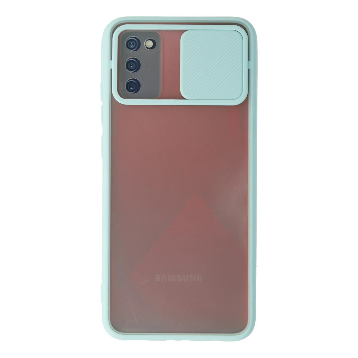 Galaxy A02S Kamera Sürgülü Buzlu Silikon Kılıf - Turkuaz