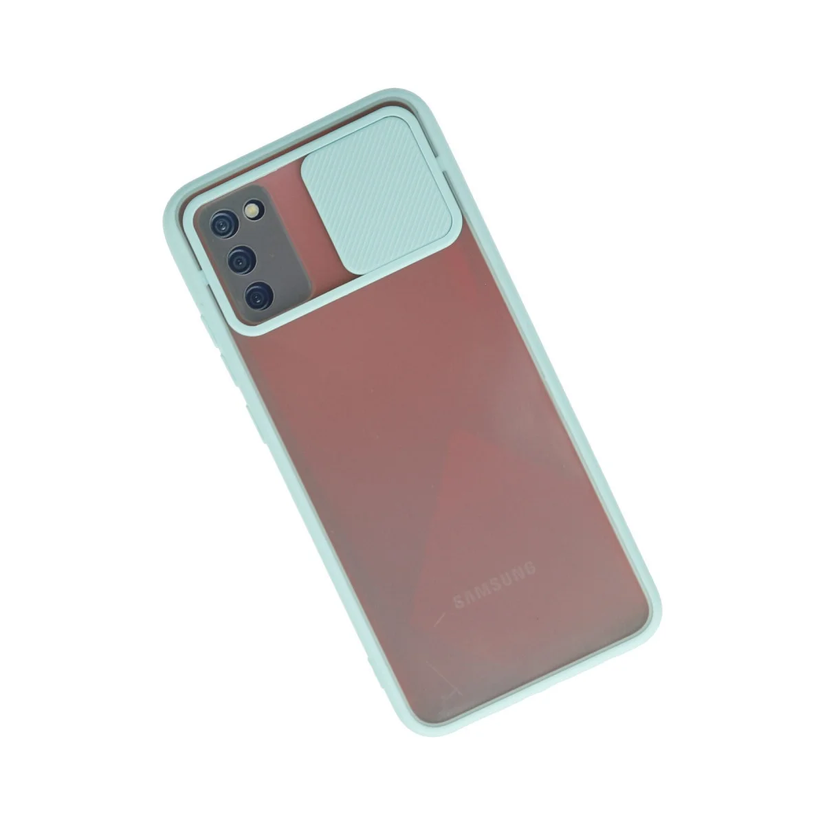 Galaxy A02S Kamera Sürgülü Buzlu Silikon Kılıf - Turkuaz
