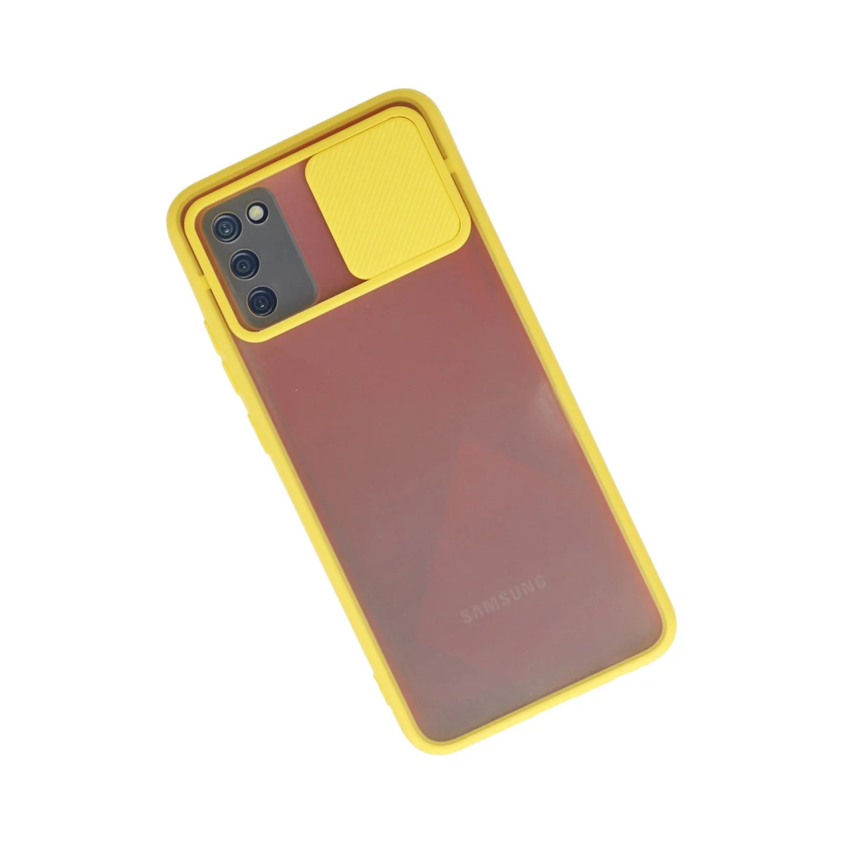 Galaxy A02S Kılıf - Buzlu Kamera Koruma ve Şık Silikon Kılıf - Sarı