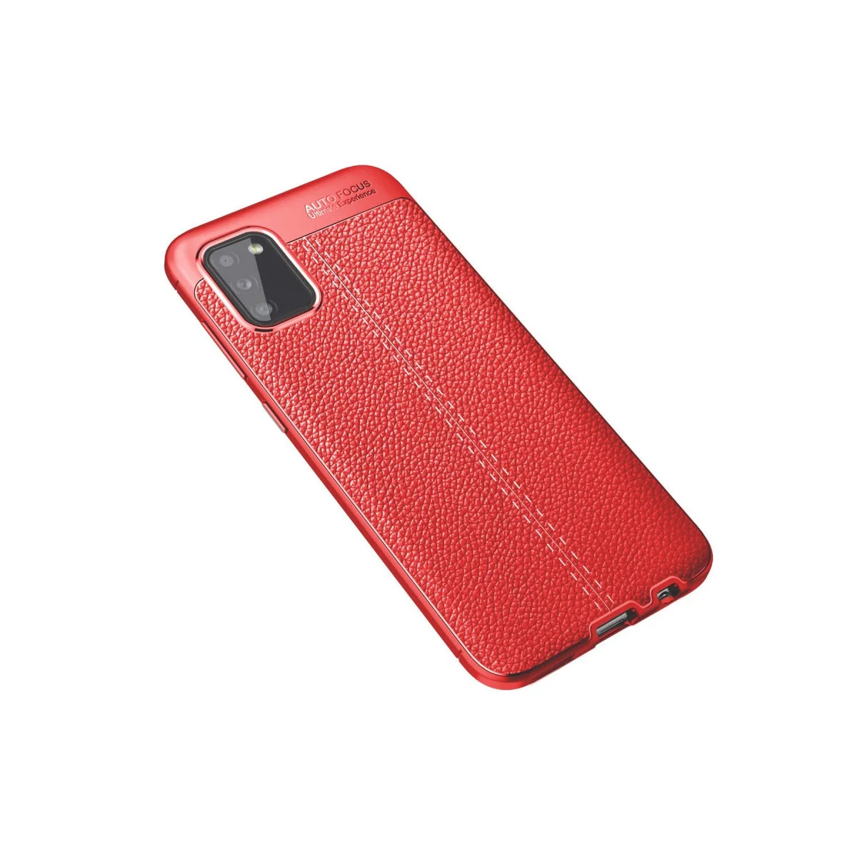 Galaxy A02S Kılıf Kırmızı Auto Focus - TPU Deri Dokulu Darbe Korumalı Kapak