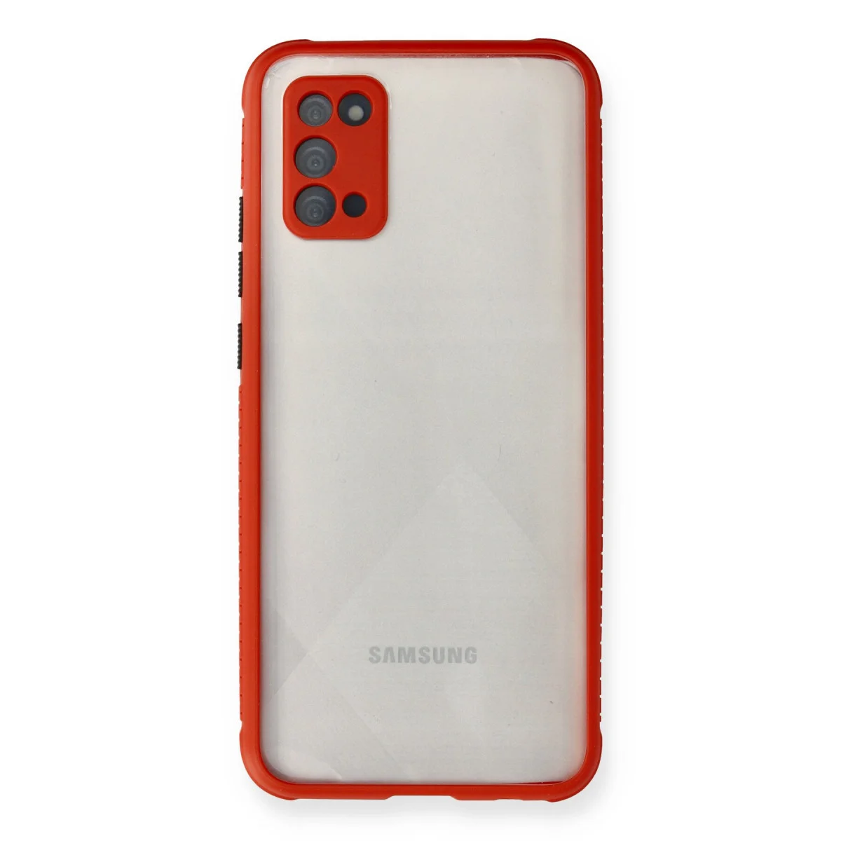 Galaxy A02S Miami Şeffaf Silikon Kılıf Kırmızı - 360° Darbe Emici ve Şık Tasarım